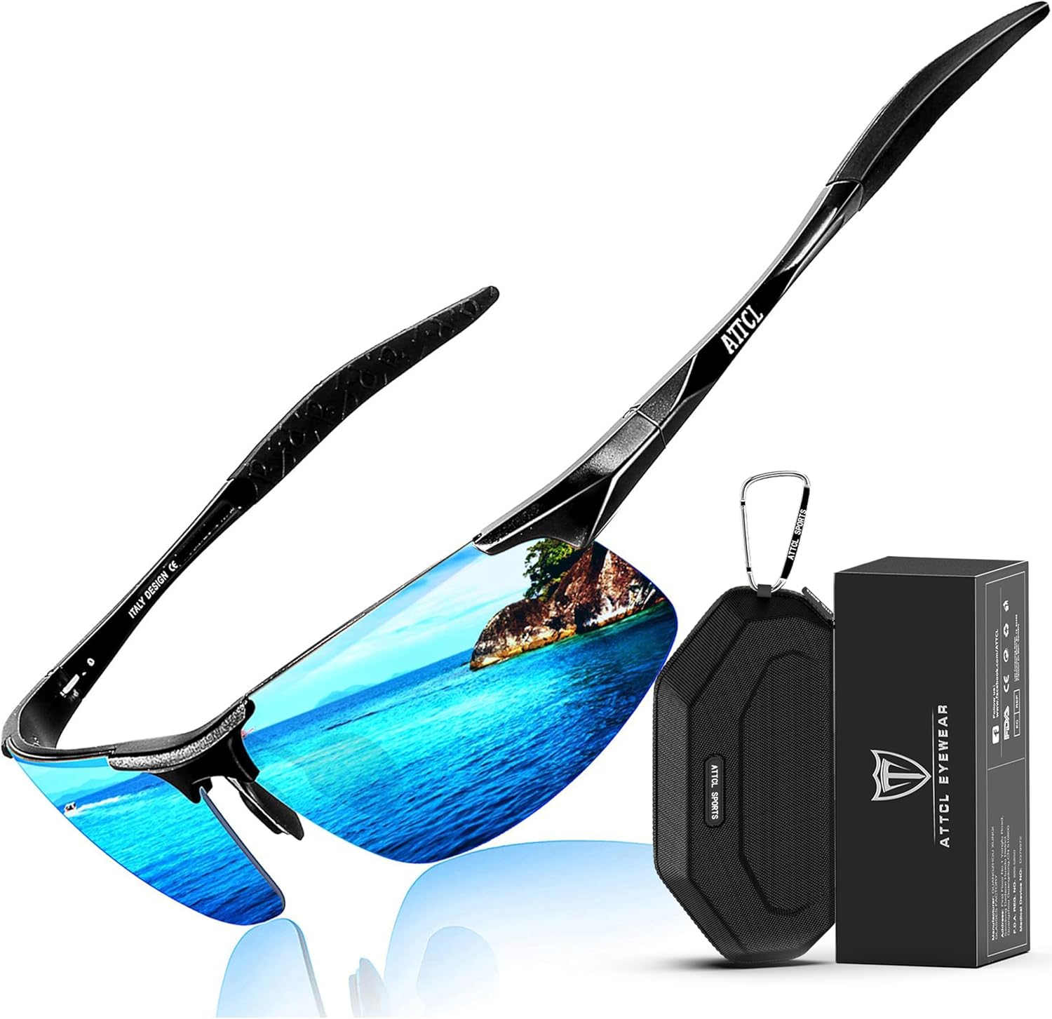 Men's Sports Polarized Sunglasses For Driver Golf Fishing Unbreakable Metal Fram...