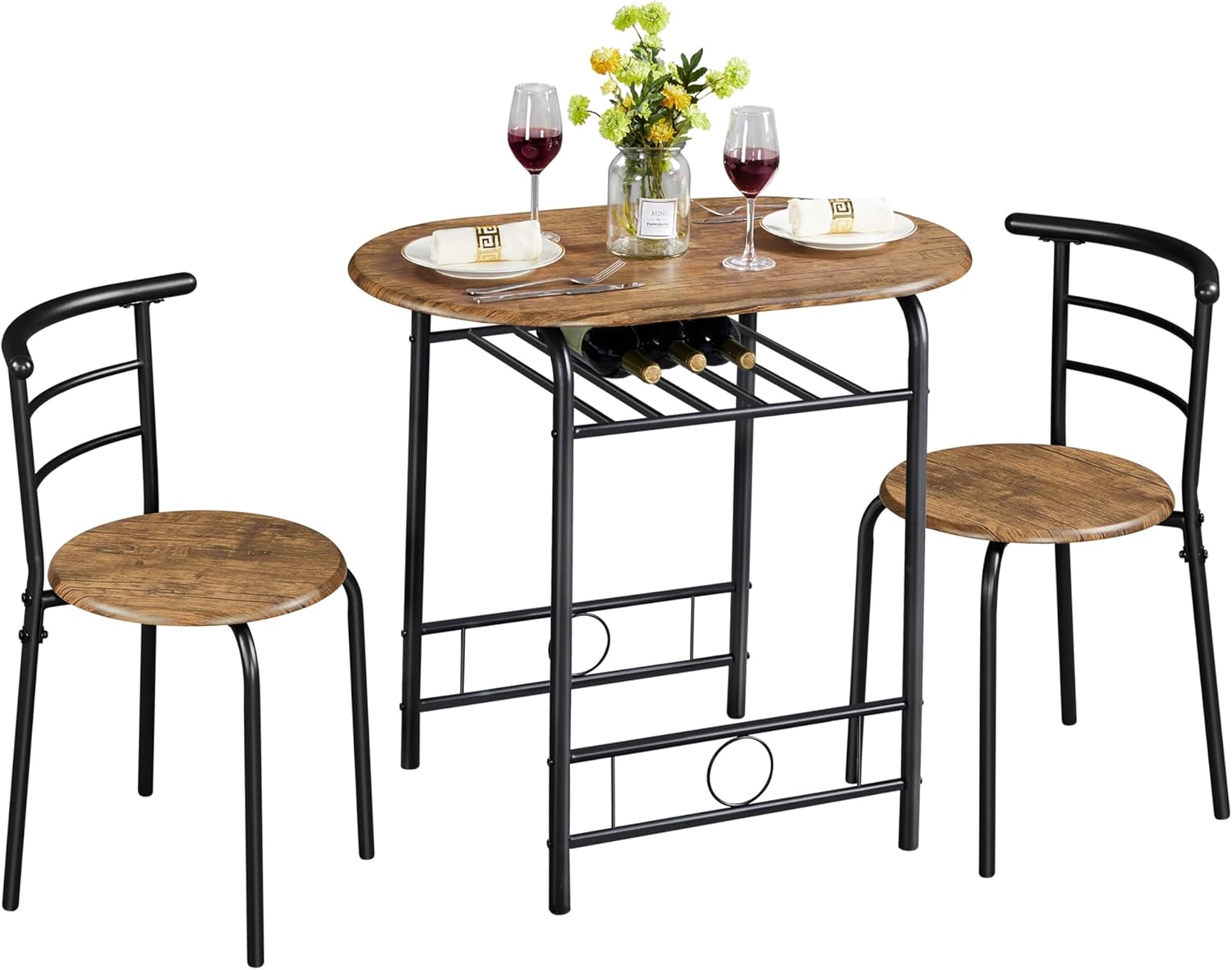 Yaheetech 3 Piece Dining Room Set, Modern Dining Table and Chairs Set of 2, Comp...