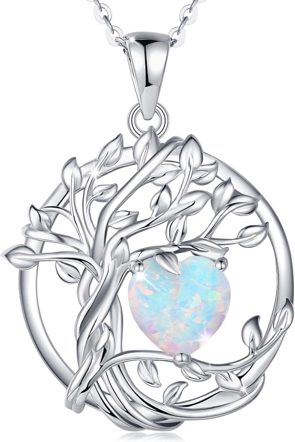 FANCIME Mothers Day Necklace Tree of life Birthstone necklace Sterling Silver Pe...