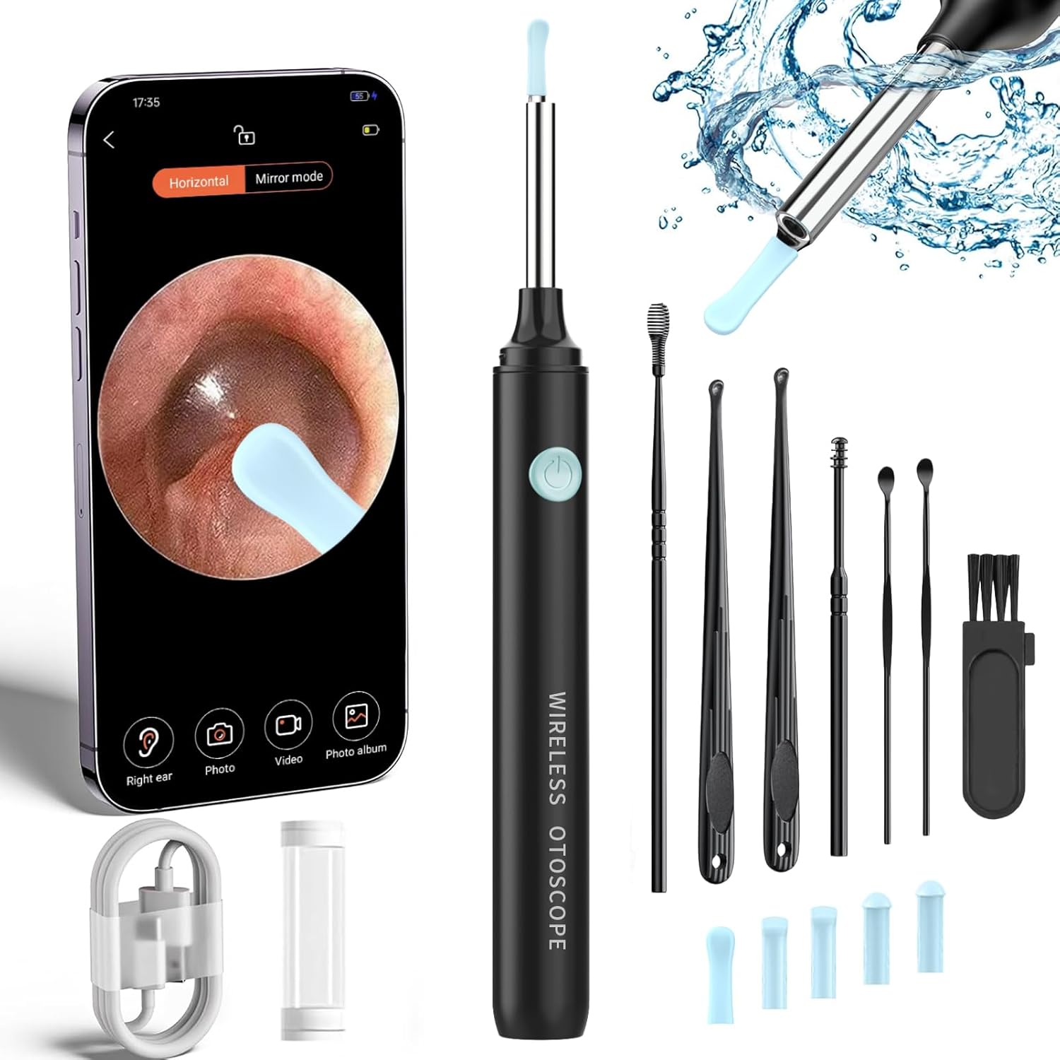 Ear Wax Removal Kit - Ear Cleaner Ear Camera - Ear Wax Remover with 6 Pcs Ear Se...