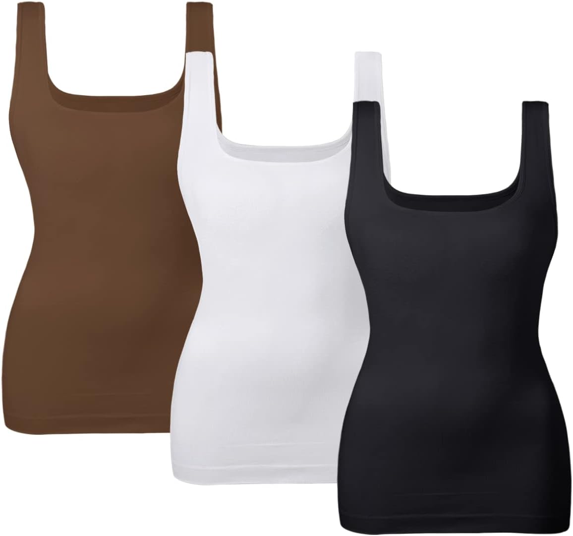 EUYZOU Women Tummy Control Shapewear, Special Tank Tops with Seamless Square Nec...