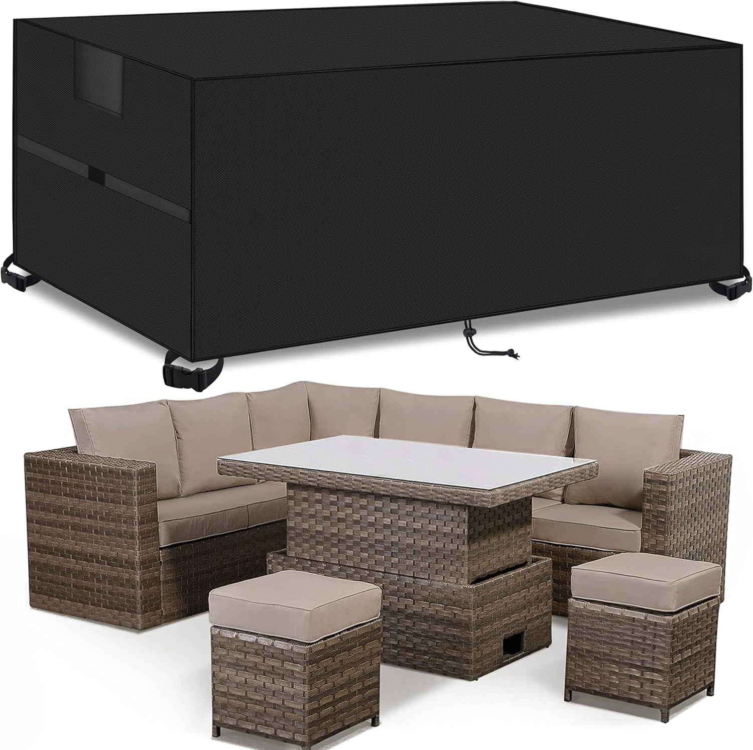 Outdoor Garden Furniture Covers,250*250*90cm,Waterproof with Air Vent, 420D Heav...