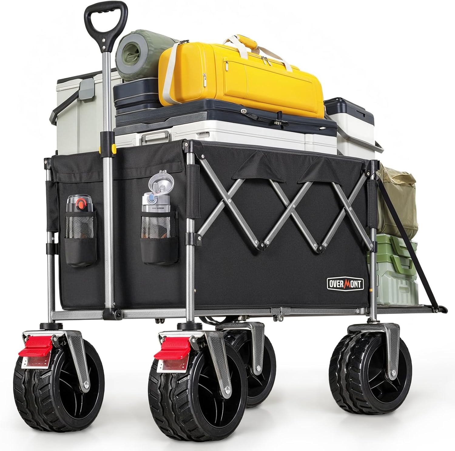 Overmont 300L Folding Festival Trolley Cart - All-terrain Extra Wide Wheels and...