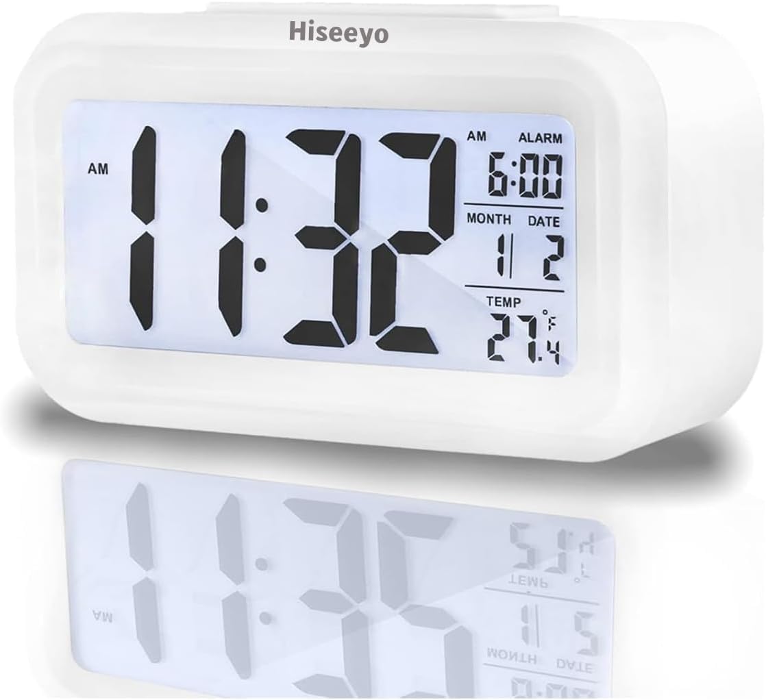 Upgraded Digital Alarm Clock, 4.3" LED Display with Temperature Larger Lound Lig...