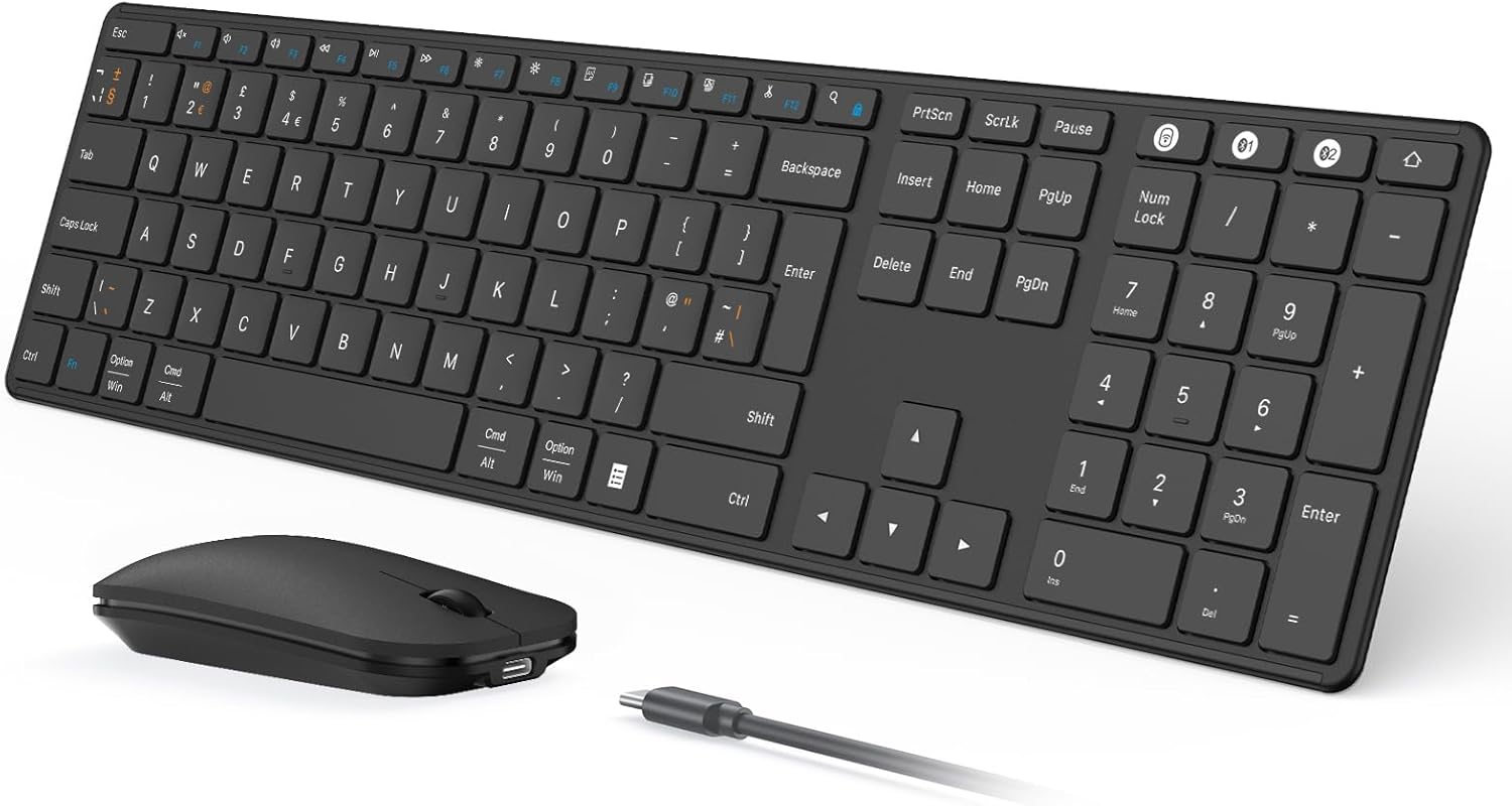 seenda JP-064-3 Wireless Bluetooth Keyboard Mouse, Innovative Multi-Device Wirel...