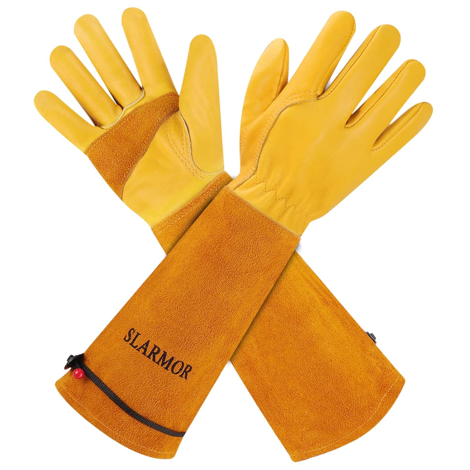 leather Gardening Gloves for Women/Men - Thorn Proof Cowhide Leather Rose/Blackb...
