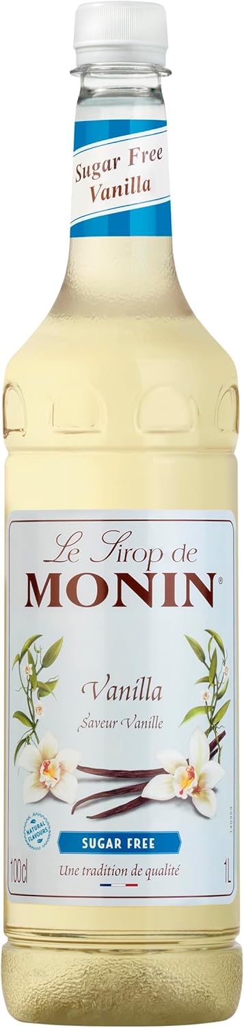 MONIN Premium Vanilla Sugar Free Syrup 1L for Coffee and Cocktails. Vegan-Friend...