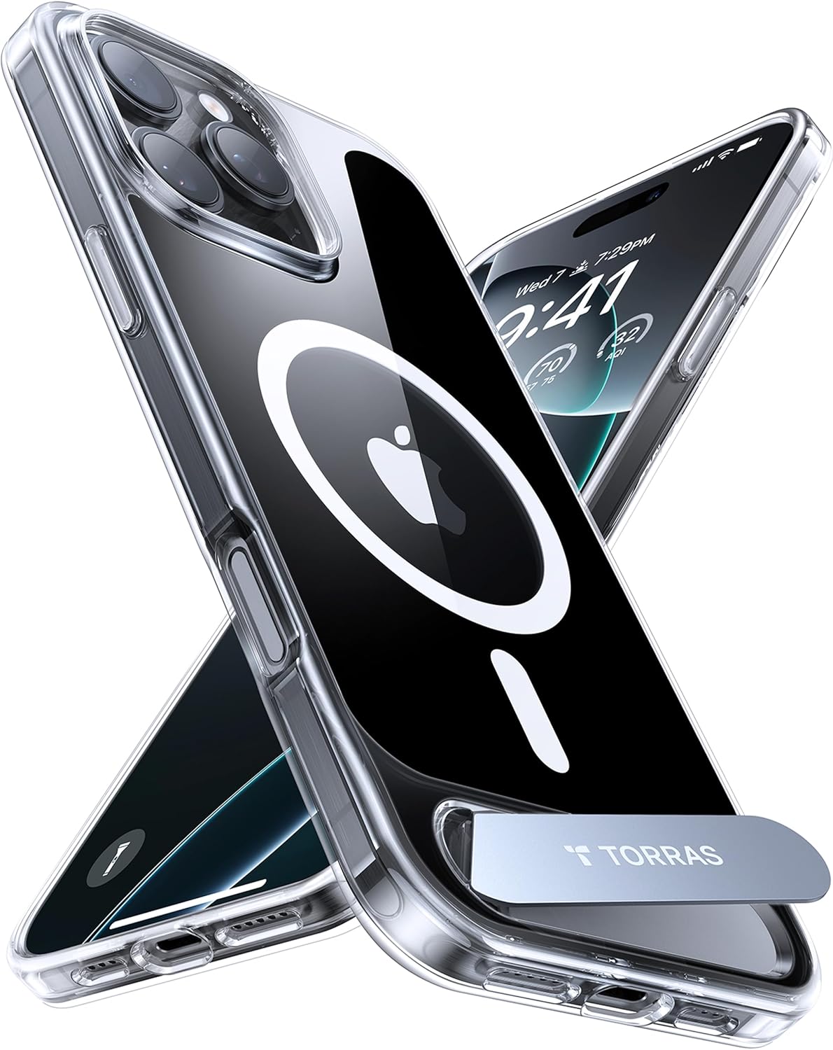 TORRAS for iPhone 16 Pro Max Case [Durable Titanium Stand] [25W Wireless Chargin...