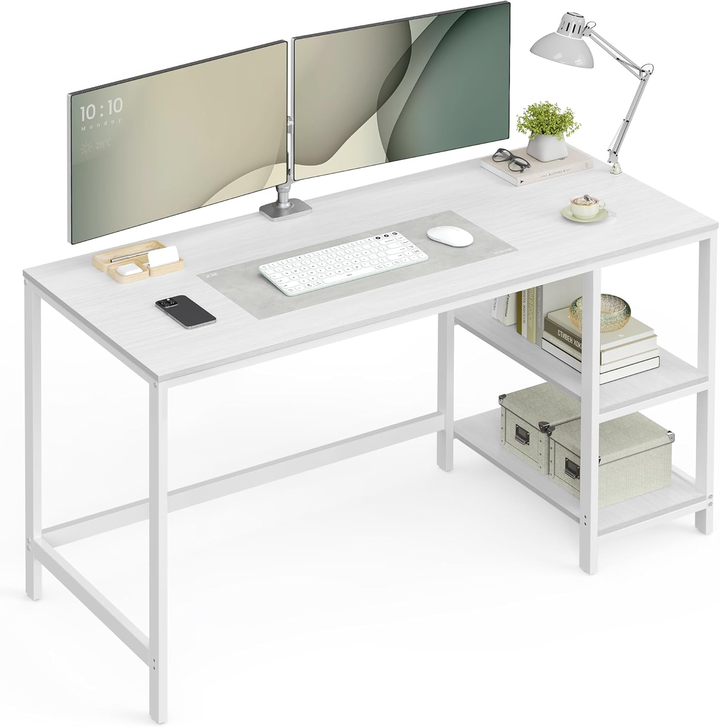 VASAGLE Computer Desk, Office Desk, 140 x 60 x 76 cm, Modern Style, for Study, B...