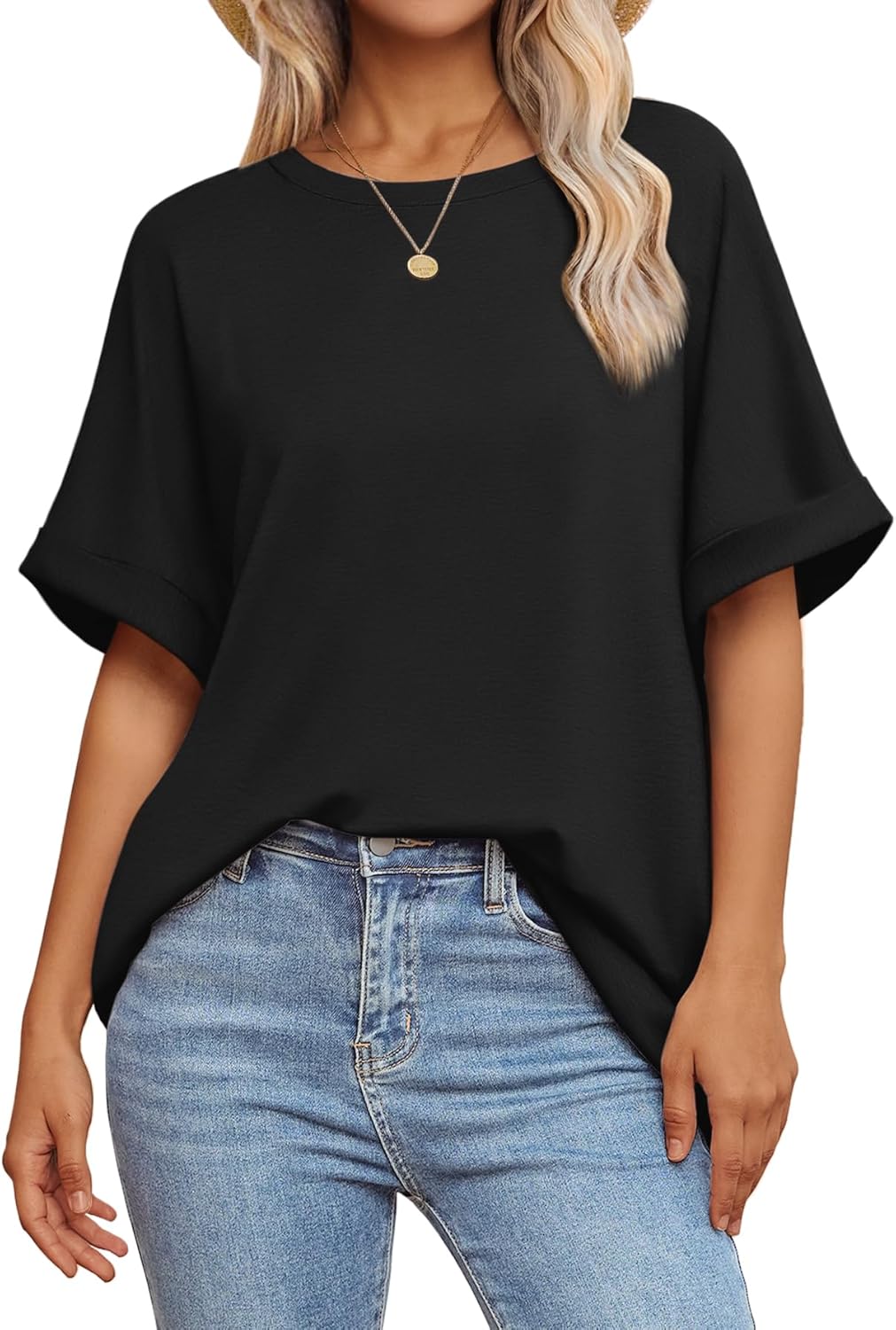 ATHMILE Womens Oversized T Shirts Summer Tops Spring Casual Loose Fit Workout Sh...