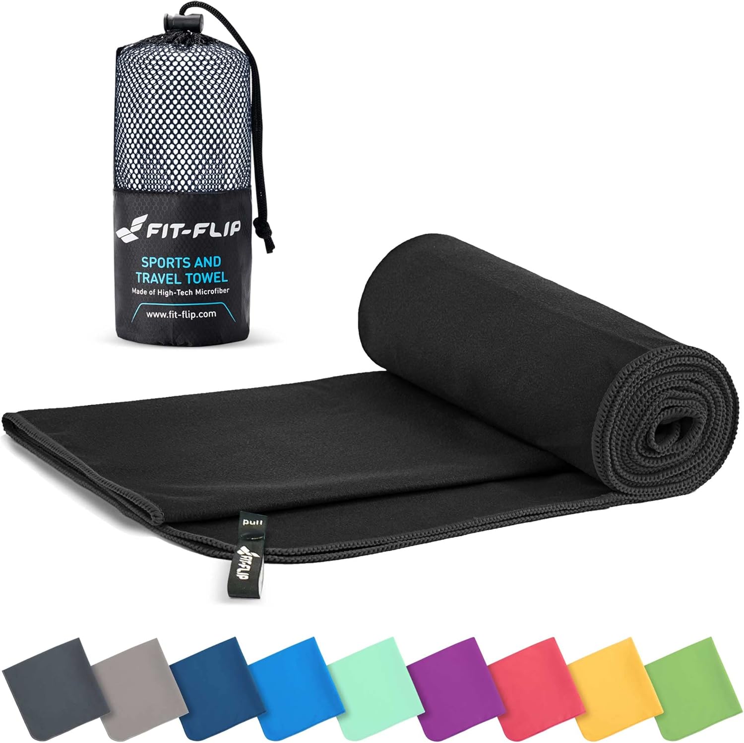 Fit-Flip Microfibre Towel, Ultra Lightweight Compact Towel, Innovative Towel Des...