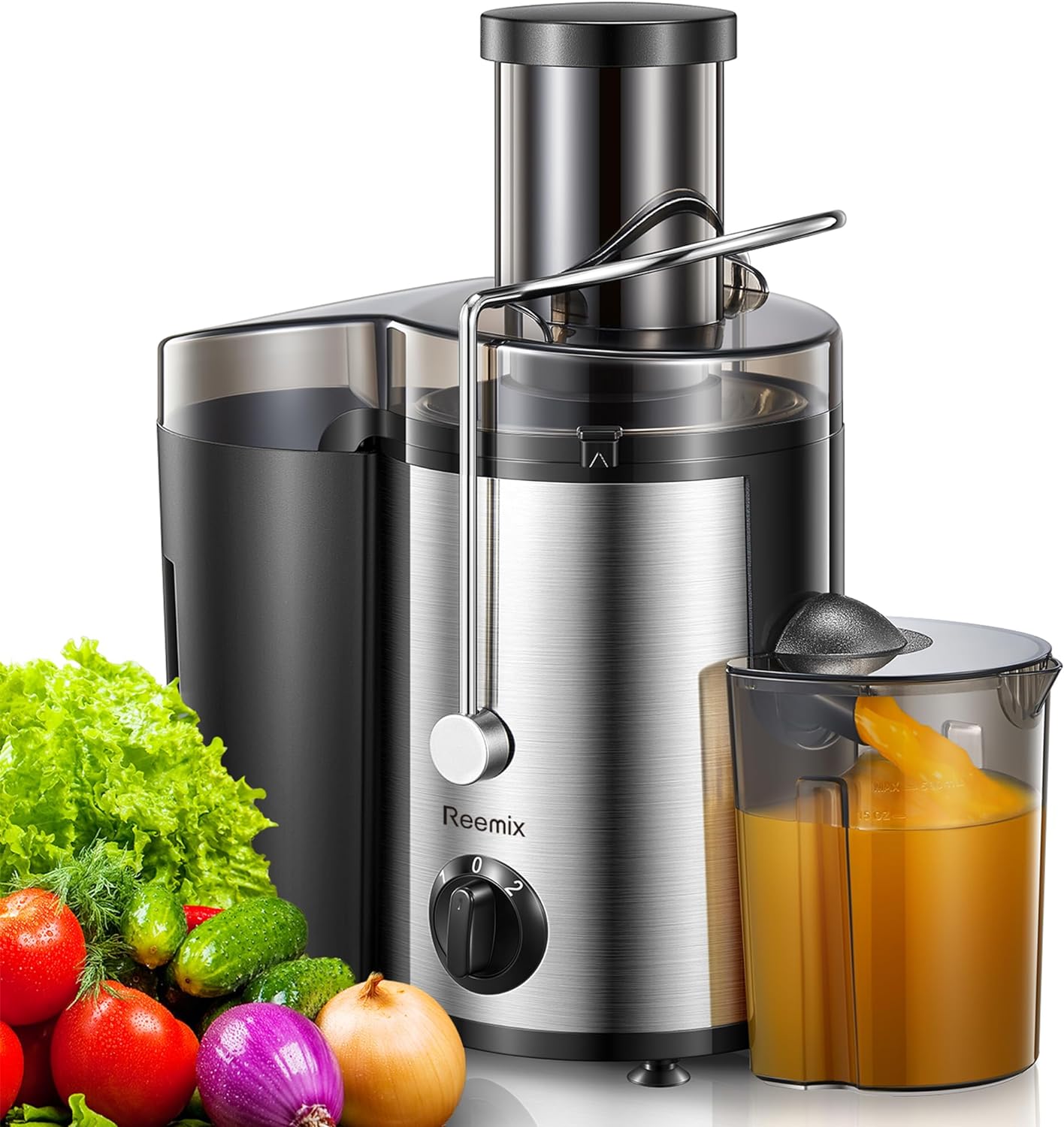 Juicer, Reemix Centrifugal Juicer Machines Whole Fruit and Vegetable, 3-inch Wid...
