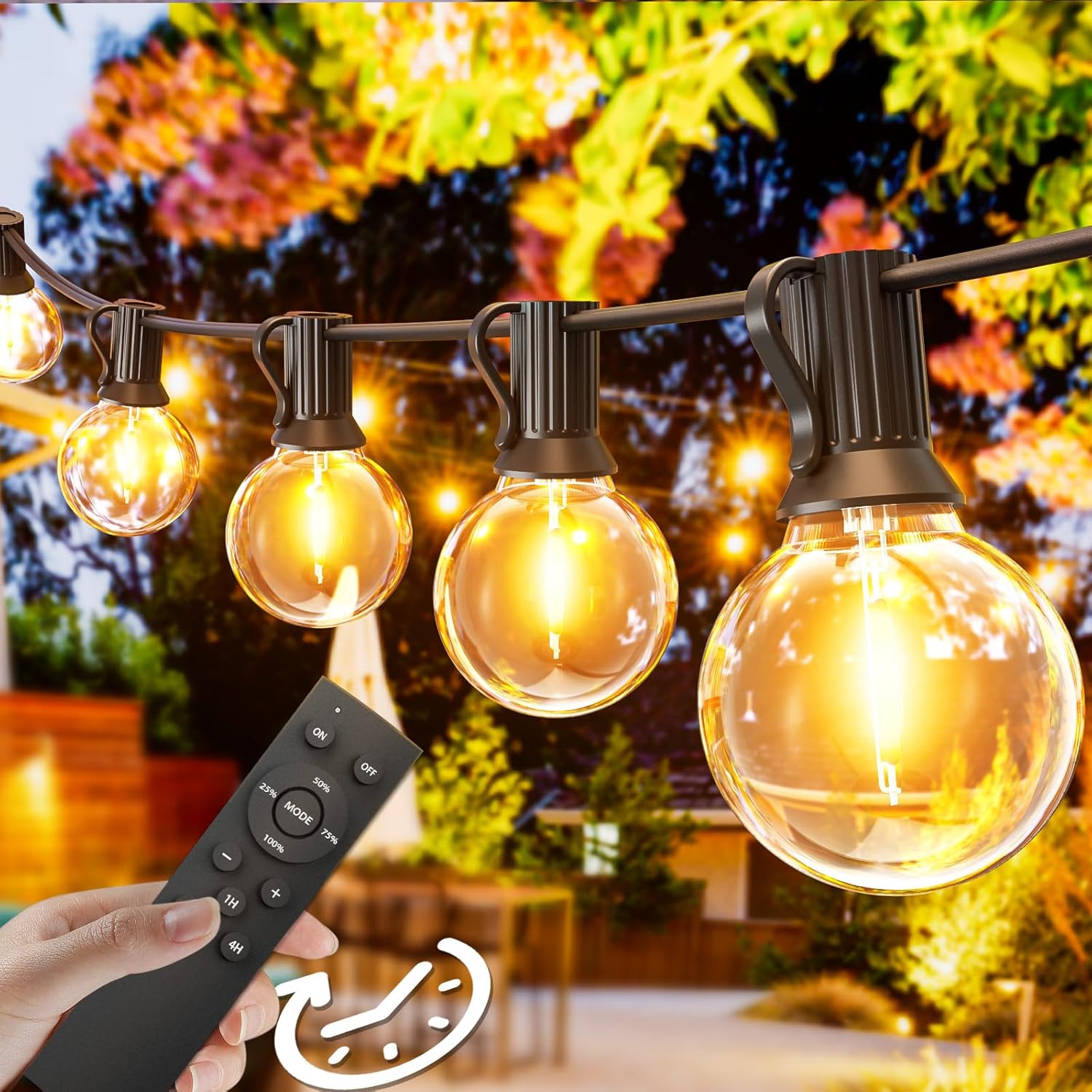 Svater Festoon Lights Remote Control, 30Mx2 Garden Lights Connectable Dimmable T...