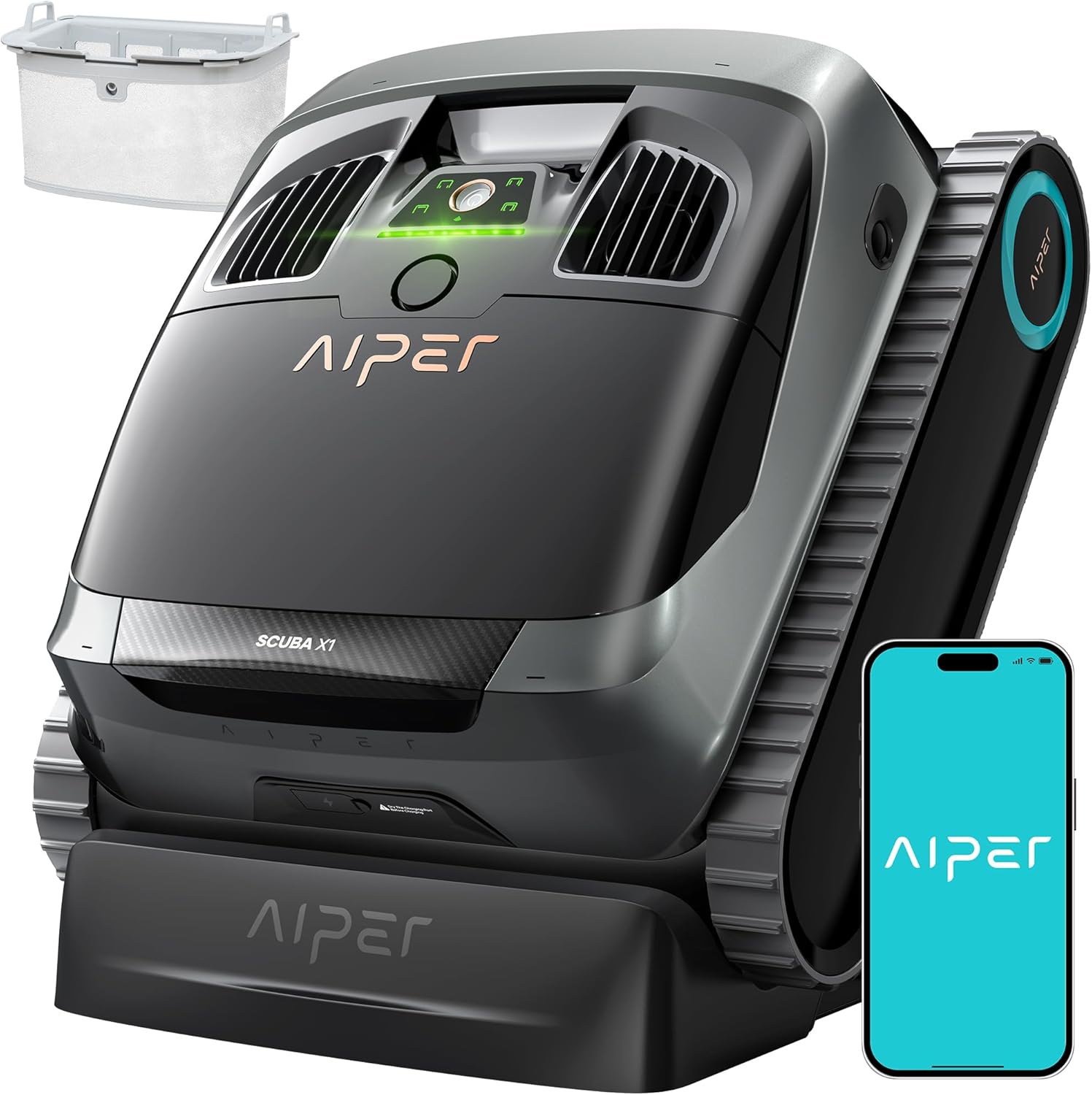 (Upgrade) AIPER Scuba X1 Cordless Robotic Pool Cleaner, 6600 GPH High-Power Suct...