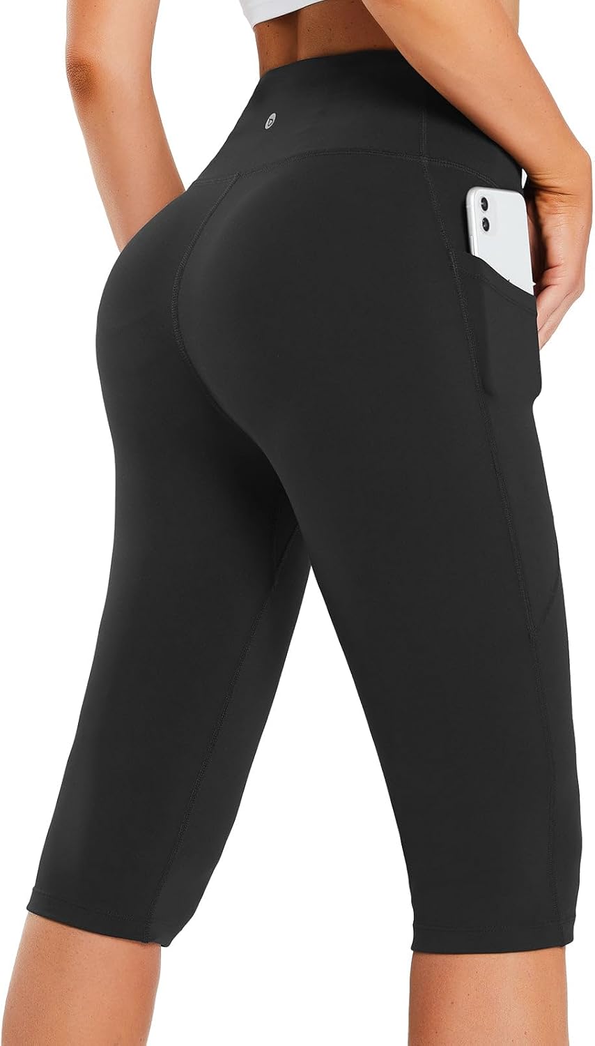 baleaf Women's Capri Leggings with Pockets High Waisted Knee Length Capris Stret...
