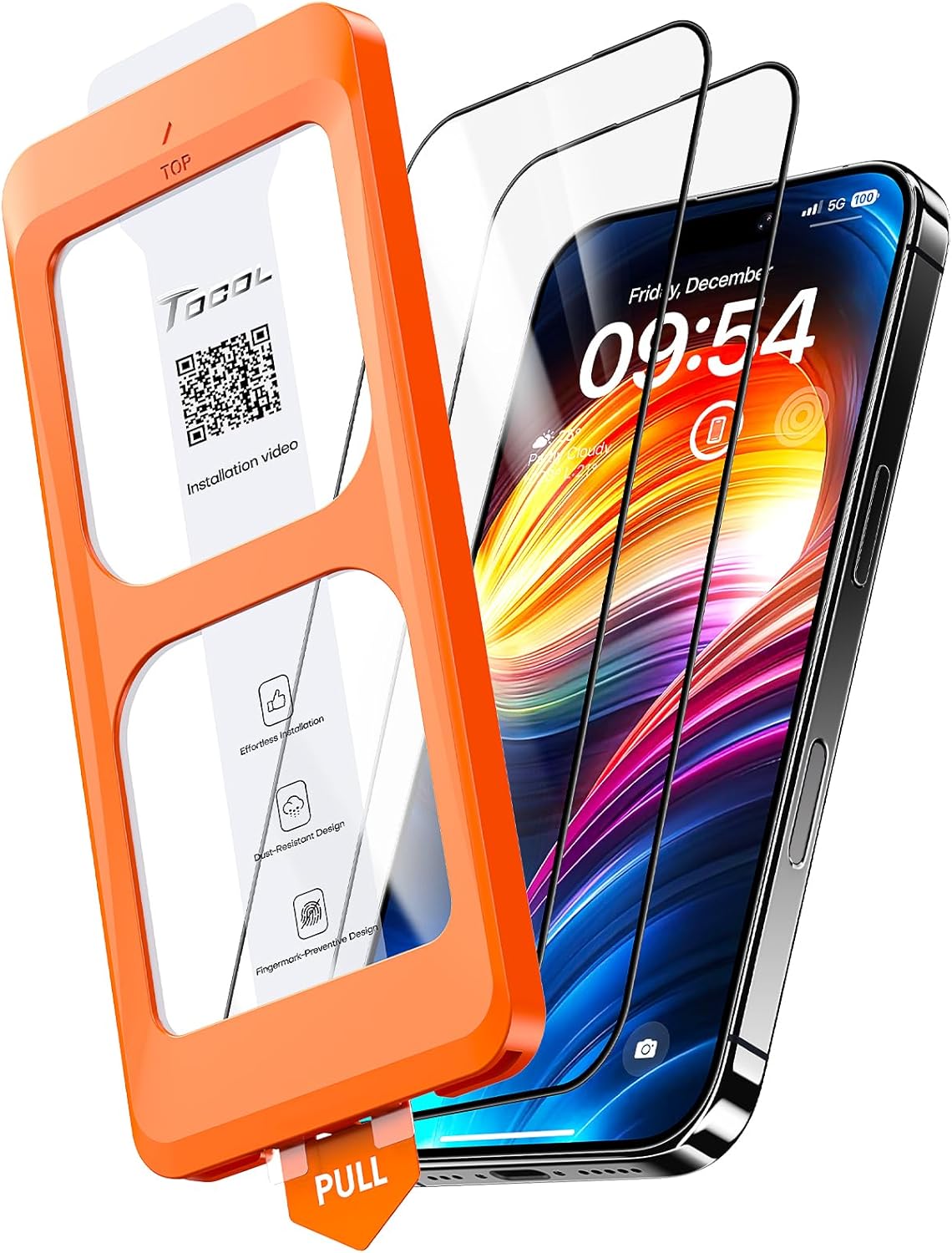 TOCOL 2 Pack for iPhone 16 Screen Protector 6.1-Inch [Instant Installation], 14F...
