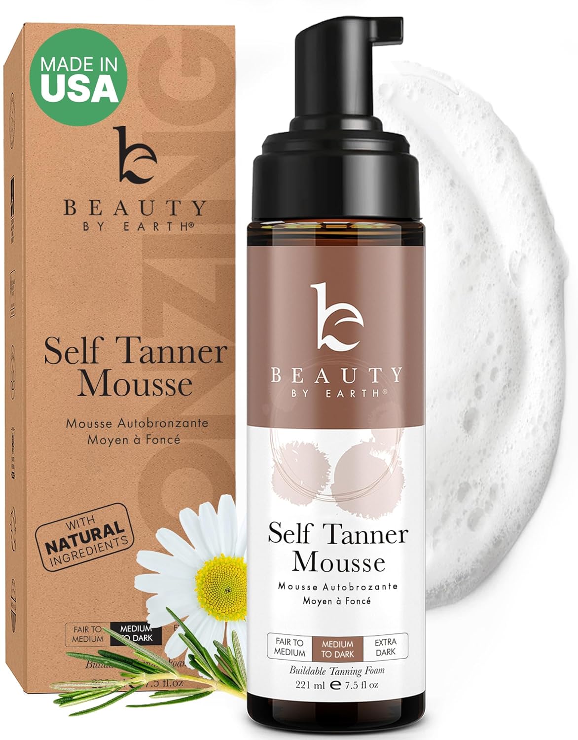 Self Tanner Mousse - USA Made with Natural & Organic Ingredients, Self Tanning M...