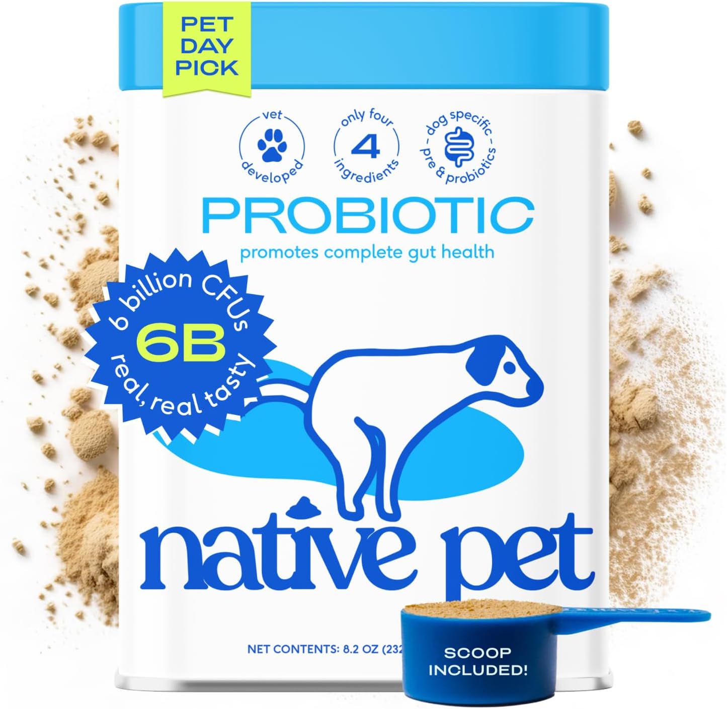 Native Pet Probiotics for Dogs - Dog Probiotics Powder for Digestive Health, Gut...