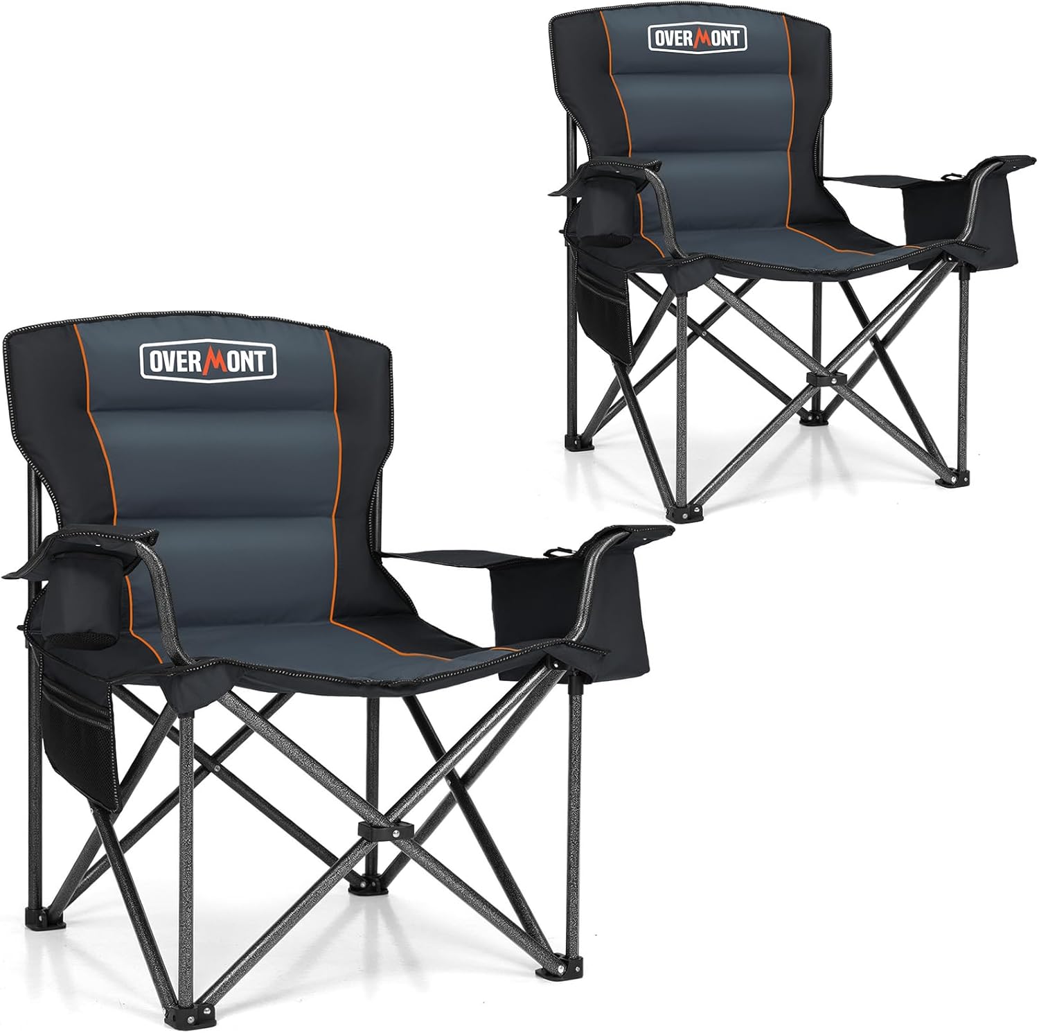 OVERMONT 204kg Oversized Camping Folding Chair for Adults with Cooler Bag & Carr...
