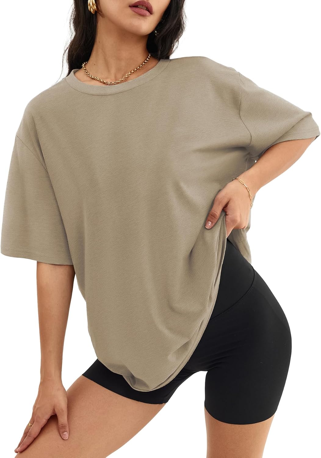 Trendy ATHMILE Women's Oversized T-Shirts, Stylish Loose Fit Crewneck Top, Essen...