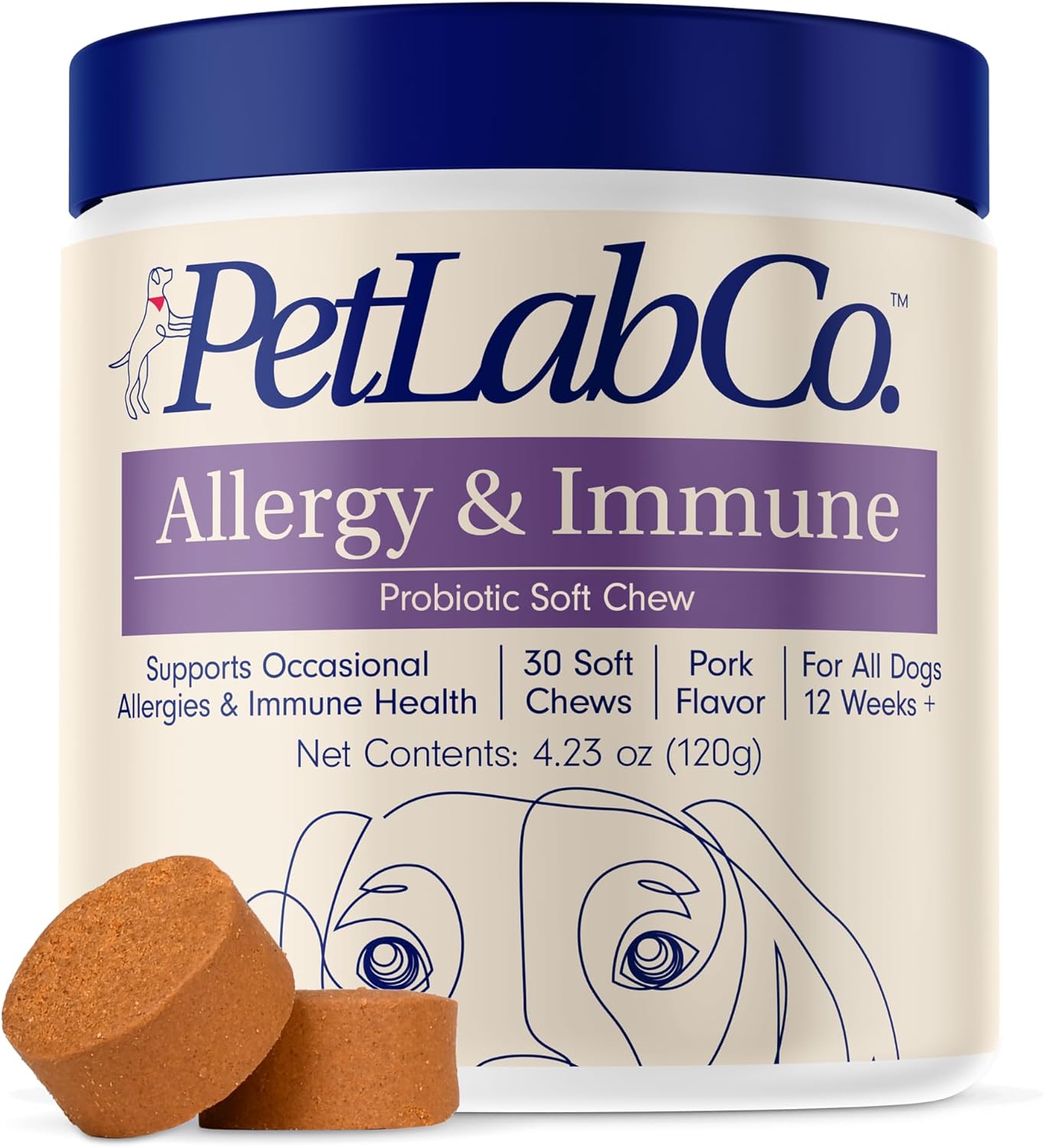 PetLab Co. Allergy & Immune Probiotics for Dogs, Support Seasonal Allergies, Gut...