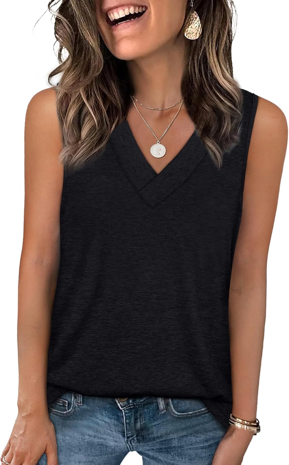 Trendy WIHOLL Tank Tops, Special Summer V Neck T Shirts, Fashionable Sleeveless...