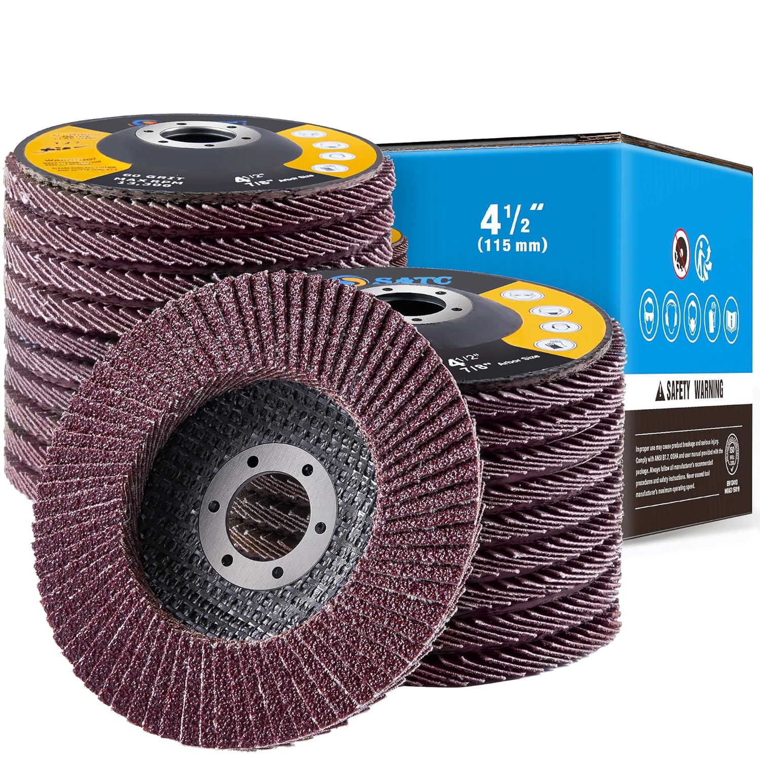 Flap Discs 115mm 20 Pack Grinding Discs 40/60/80/120 Grit for Angle Grinder to S...