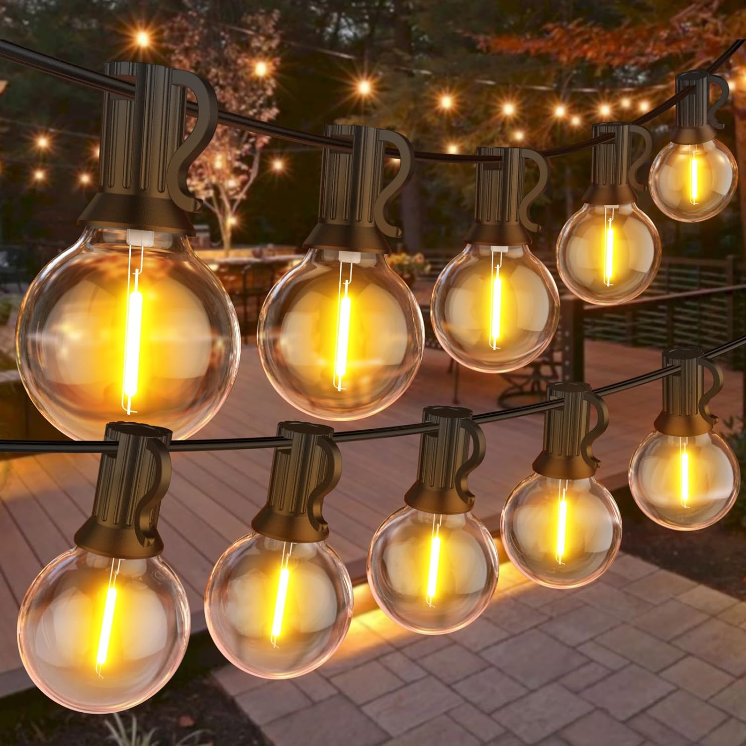 Garden String Lights, 30M/100FT IP45 Waterproof Led Festoon Lights Outdoor, 50+2...