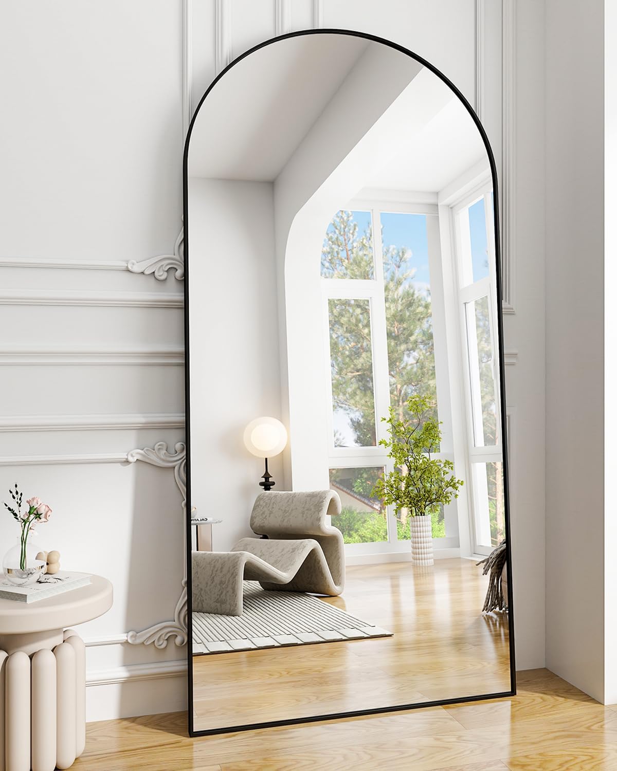 Koonmi 30"x71" Arched Full Length Mirror, Black Large Floor Mirror with Aluminum...
