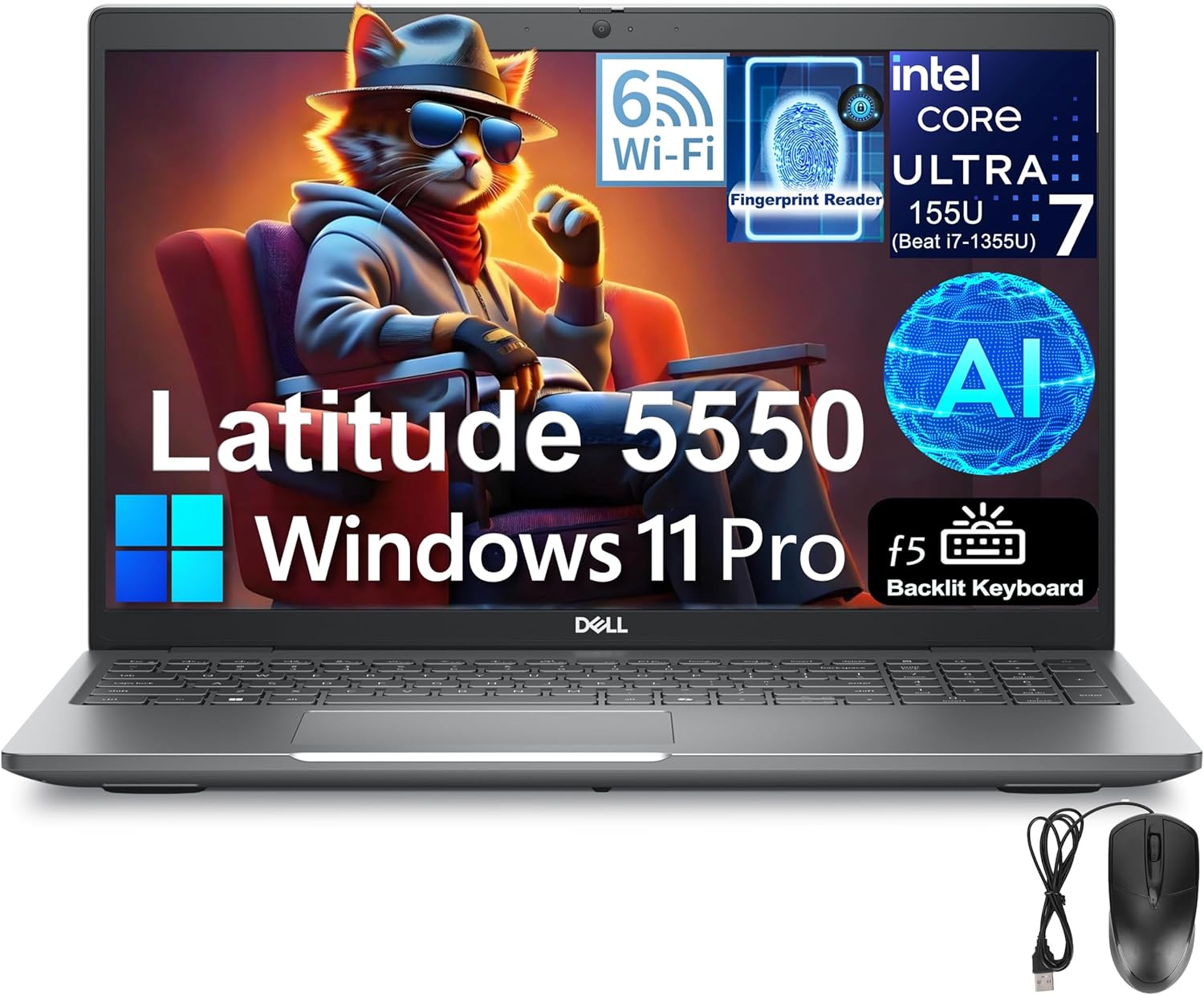 Dell Latitude 5550 5000 Business Laptop Computer, Intel 12-Core Ultra 7 155U (Be...