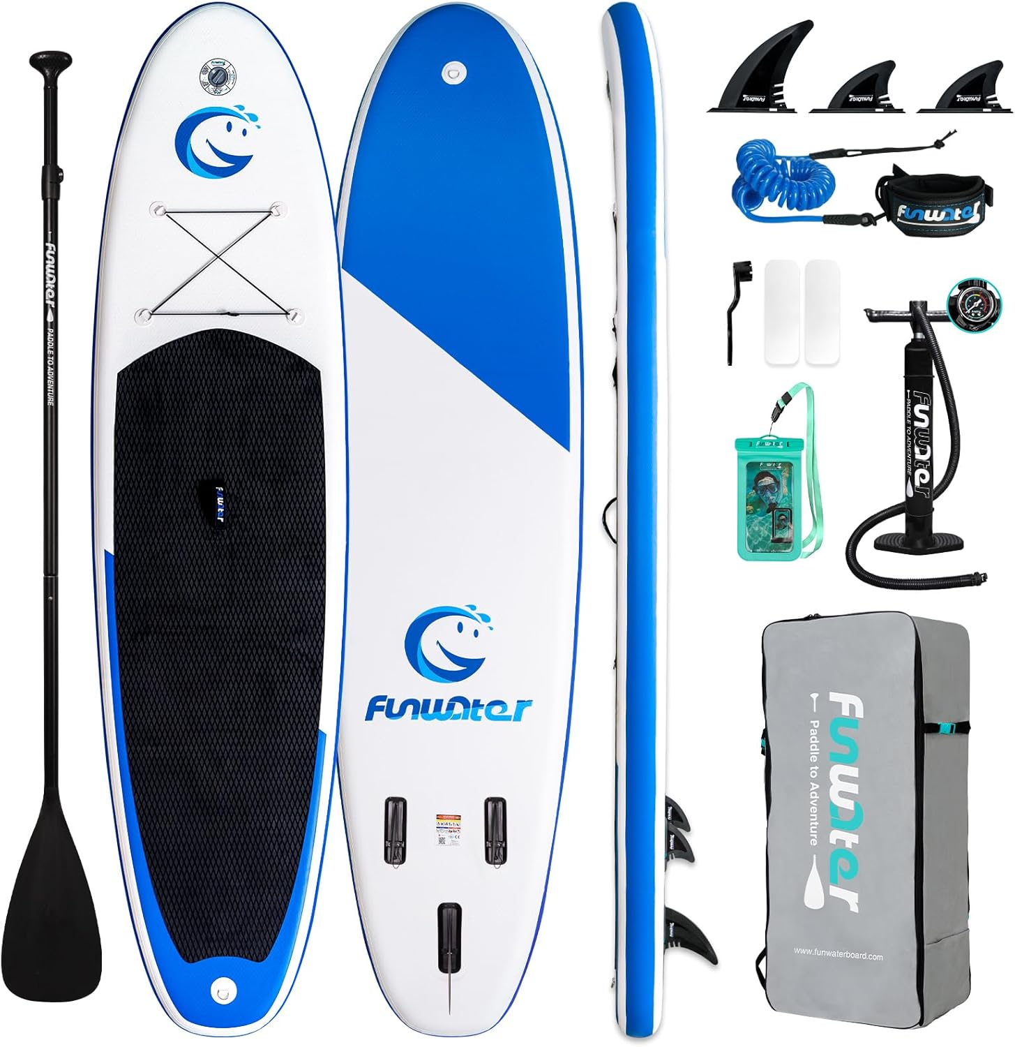 FunWater SUP Inflatable Stand Up Paddle Board 11'6"/11'/10'5" Ultra-Light with I...