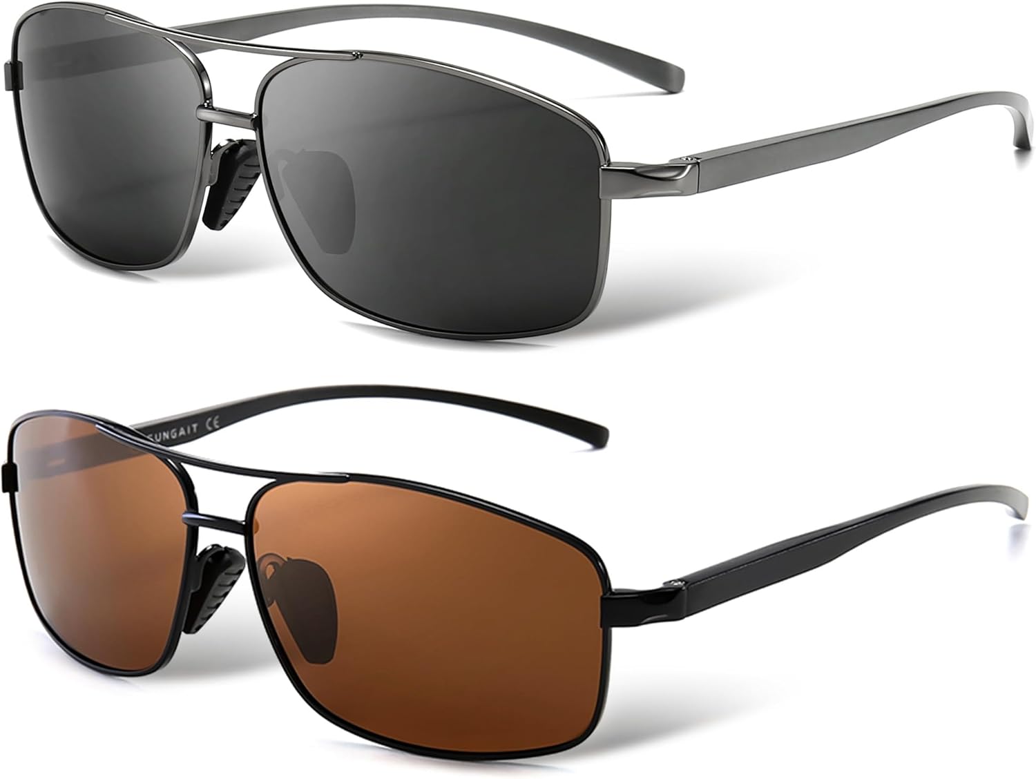 SUNGAIT Ultra Lightweight Rectangular Polarized Sunglasses Man UV400 Protection