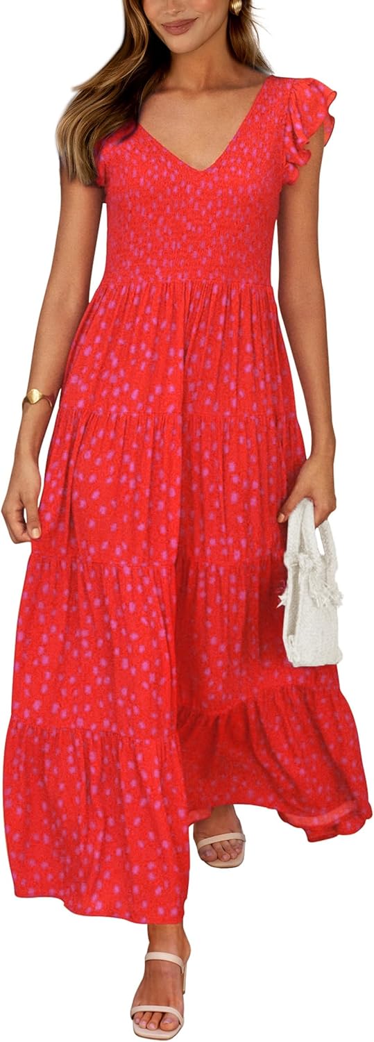 Chic PRETTYGARDEN Women's Summer Maxi Dress, Special Flowy Dress with Casual Cap...