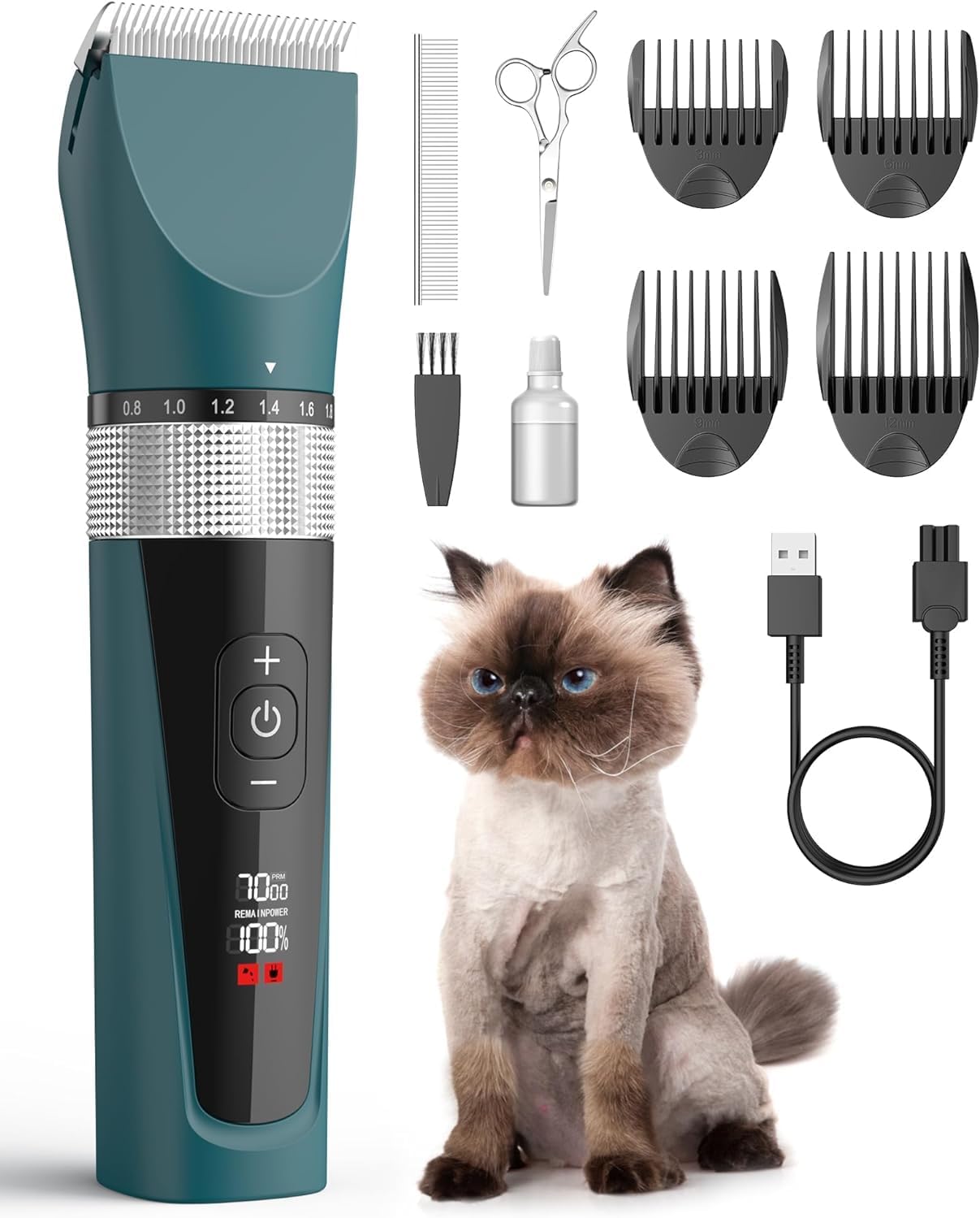 oneisall Cat Clippers for Matted Fur, 5-Speed Quie...