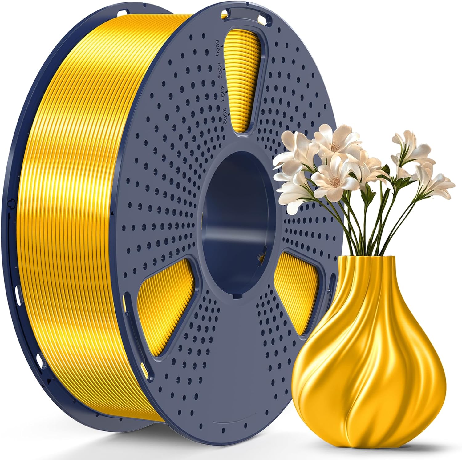 SUNLU Silk Filament 1.75mm, Shiny PLA 3D Printer Filament, PLA+ Silk 3D Filament...