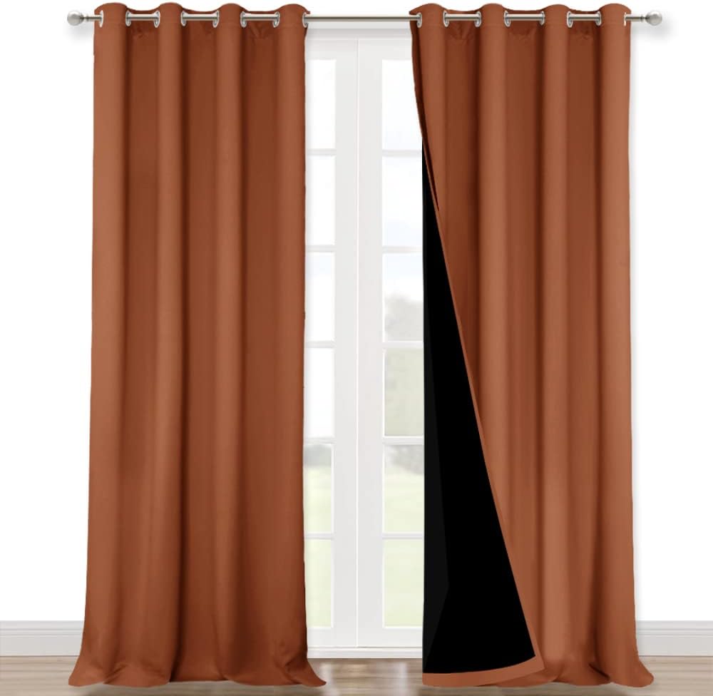 Premium NICETOWN Full Shading Curtains, High-Quality Heavy-Duty Black Lined Blac...