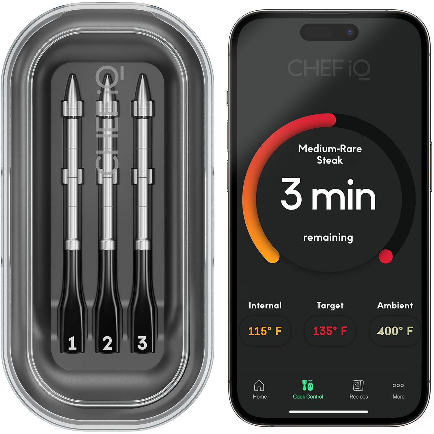 CHEF iQ Sense Smart Wireless Meat Thermometer with 3 Ultra-Thin Probes, Unlimite...