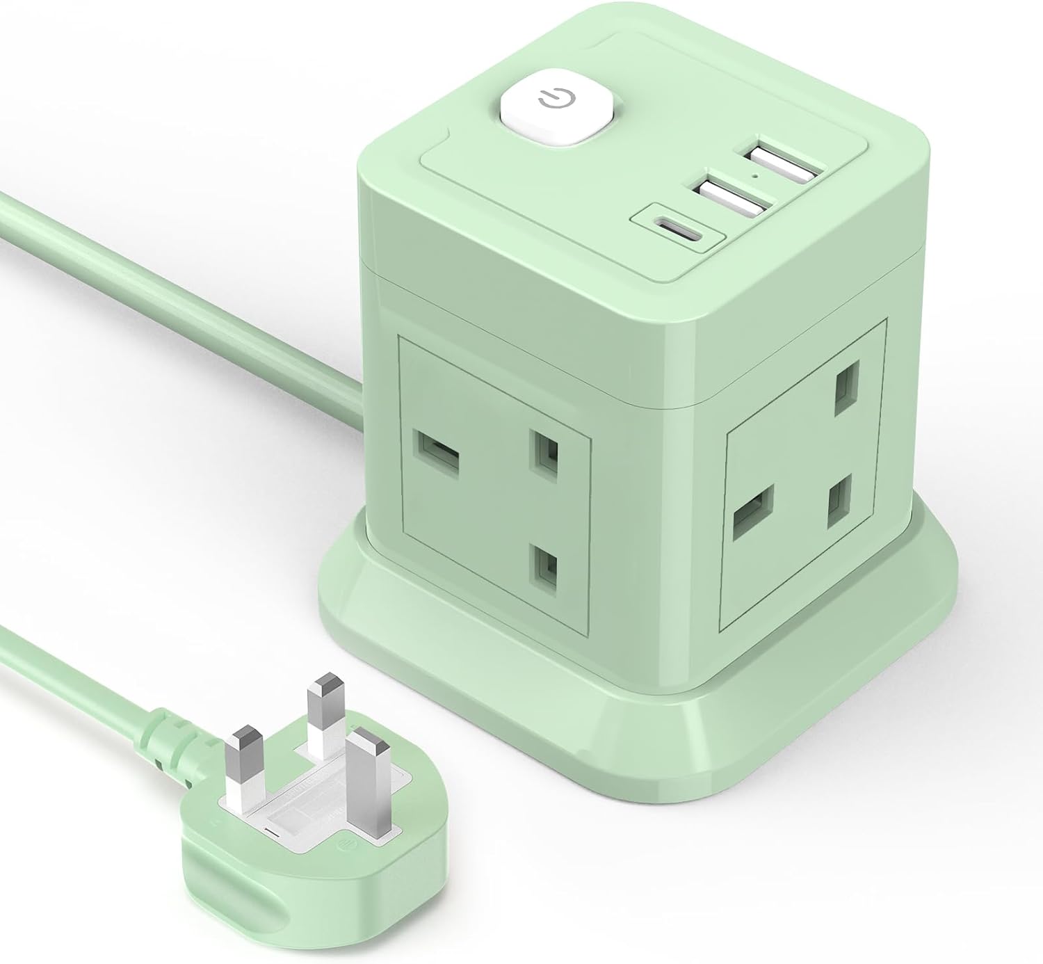 Cube Extension Lead with USB Slots, BEVA 4 Way Multi Plug Power Strip with 3 USB...