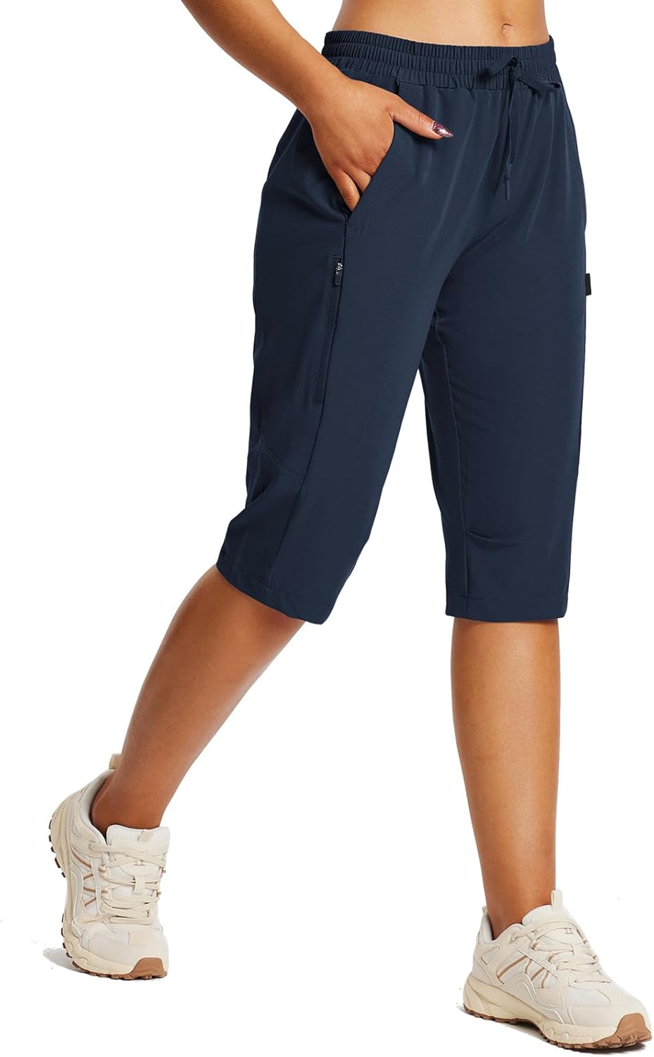 Baleaf Women's Long Shorts, Special Below The Knee Capri Shorts for Hiking, High...