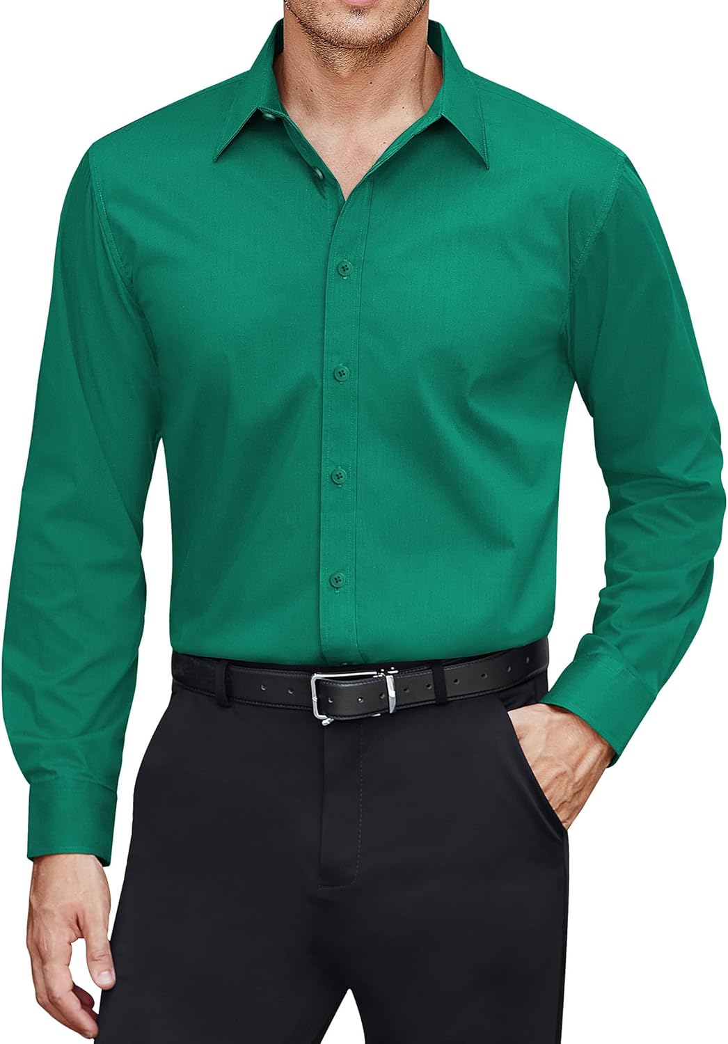 J.VER Men's Dress Shirts, Special Long Sleeve Solid Formal Shirts, Innovative Bu...