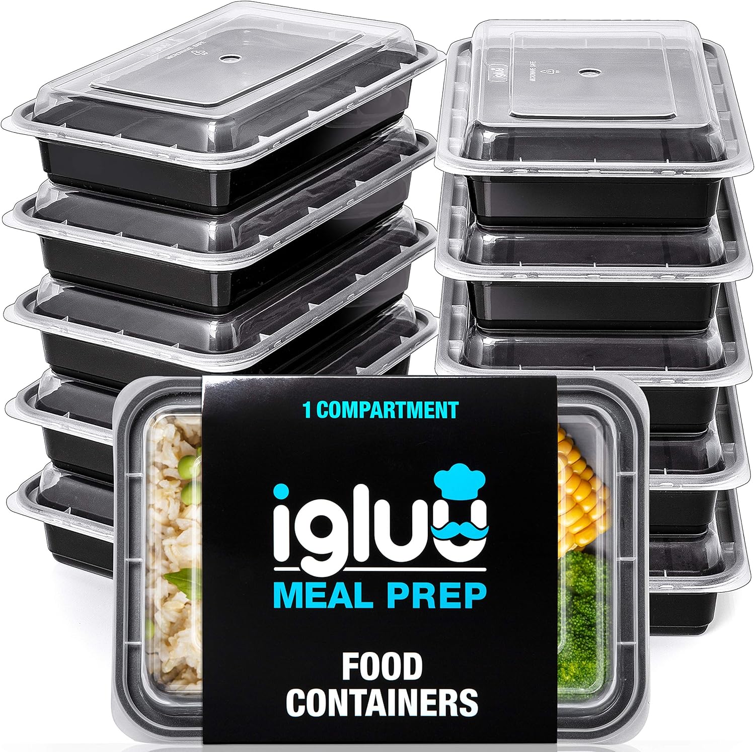 Igluu Meal Prep 1 Compartment BPA Free Reusable Meal Prep Containers - Plastic F...