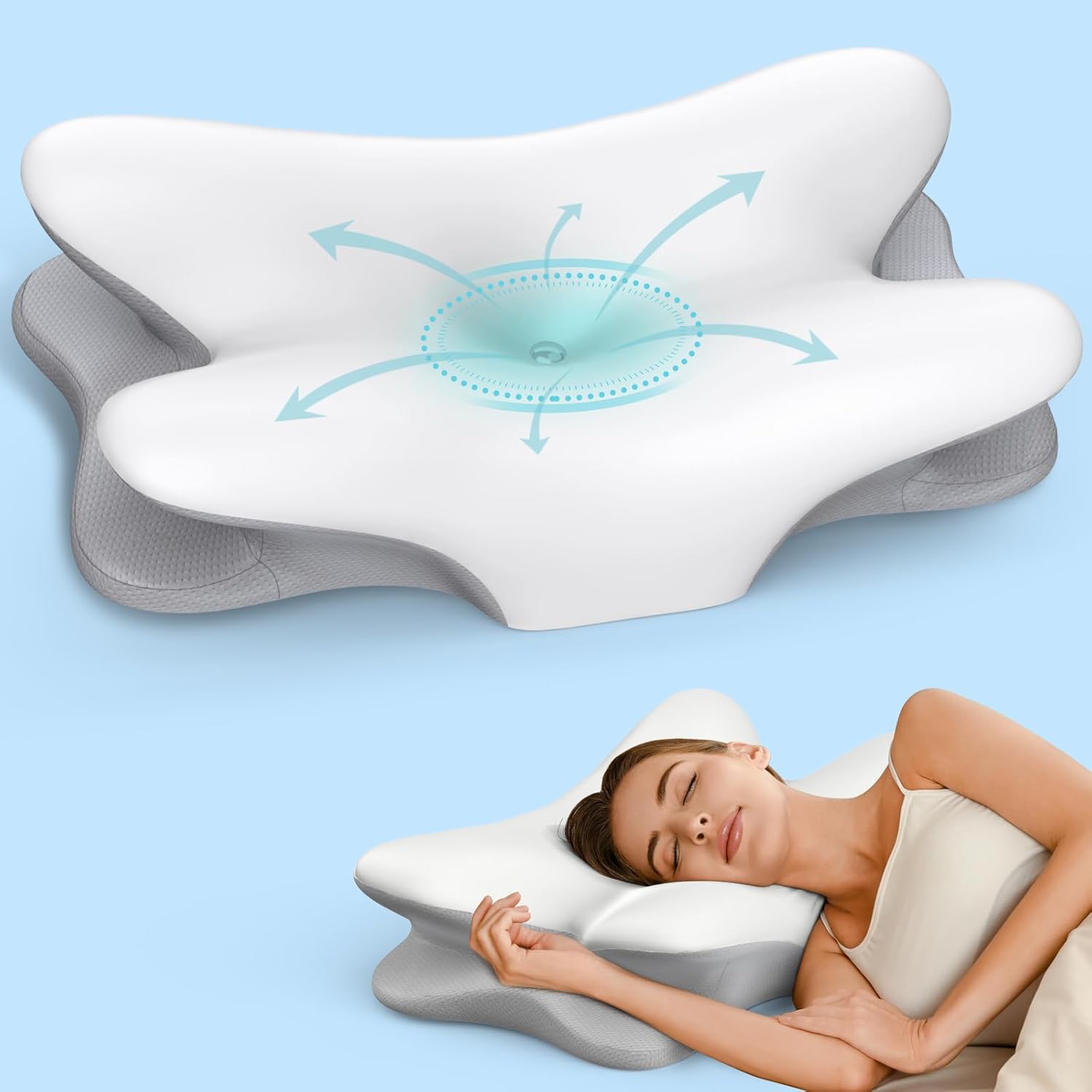 Cervical Pillow for Neck Pain Relief, Ergonomic Ne...