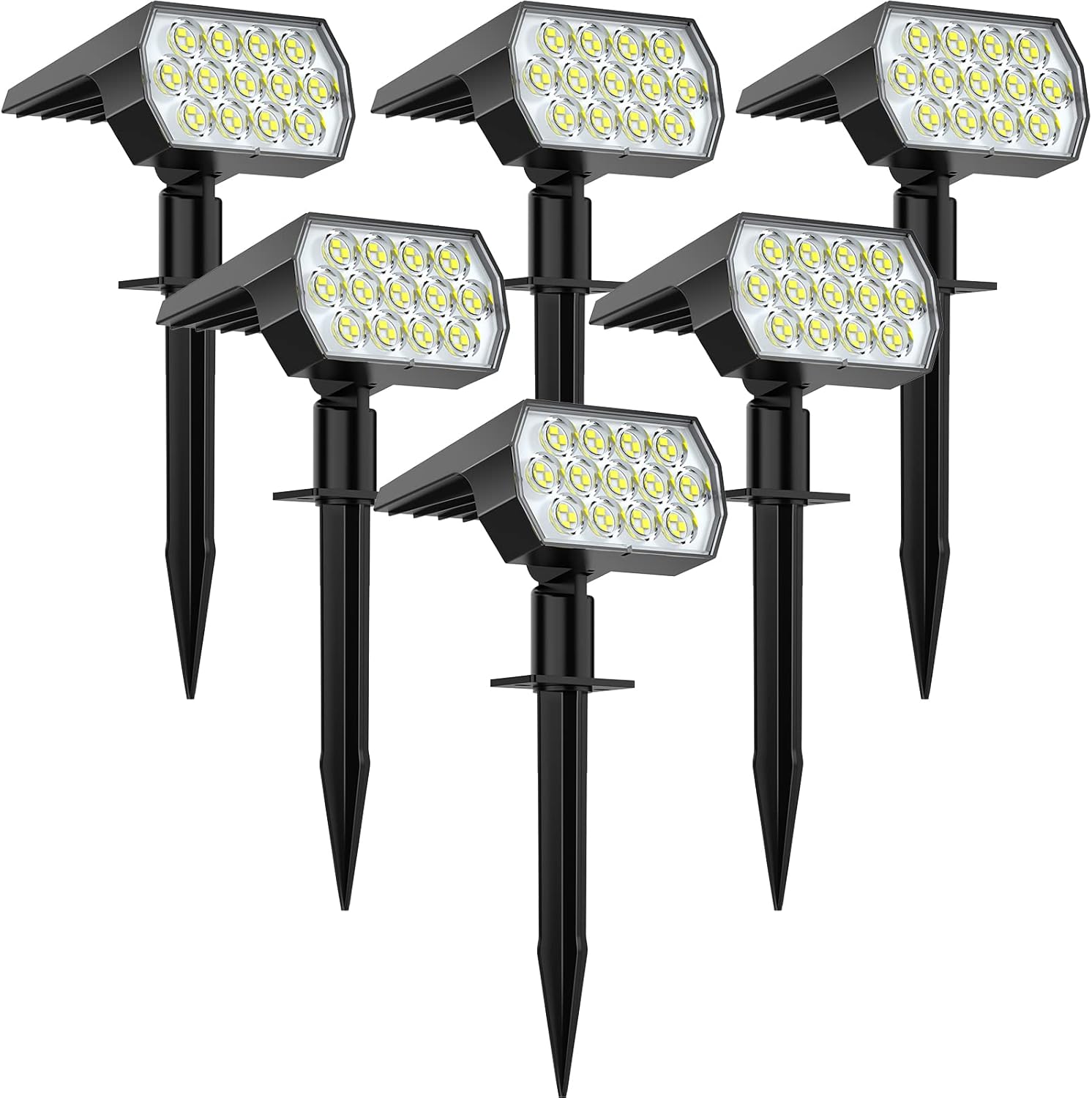 WELALO Solar Spot Lights Outdoor, [6 Pack/52 LED/3 Modes] 2-in-1 Solar Landscape...