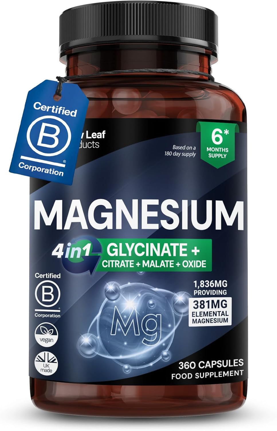 High-Quality Magnesium Glycinate 4-in-1 Complex, Special Magnesium Supplements w...