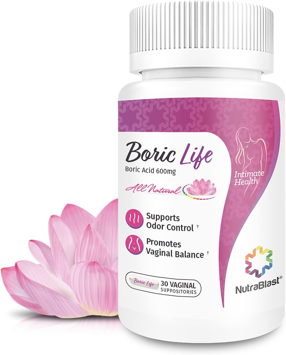 NutraBlast Boric Acid Vaginal Suppositories - 100% Pure Made in USA - Boric Life...