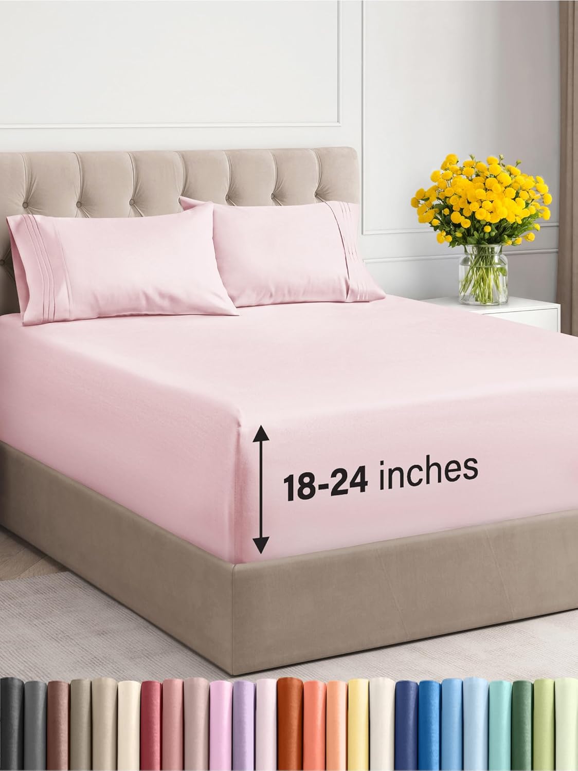 Extra Deep Twin XL Sheet Set, Special 4 Piece Bedding Collection, Breathable Bed...