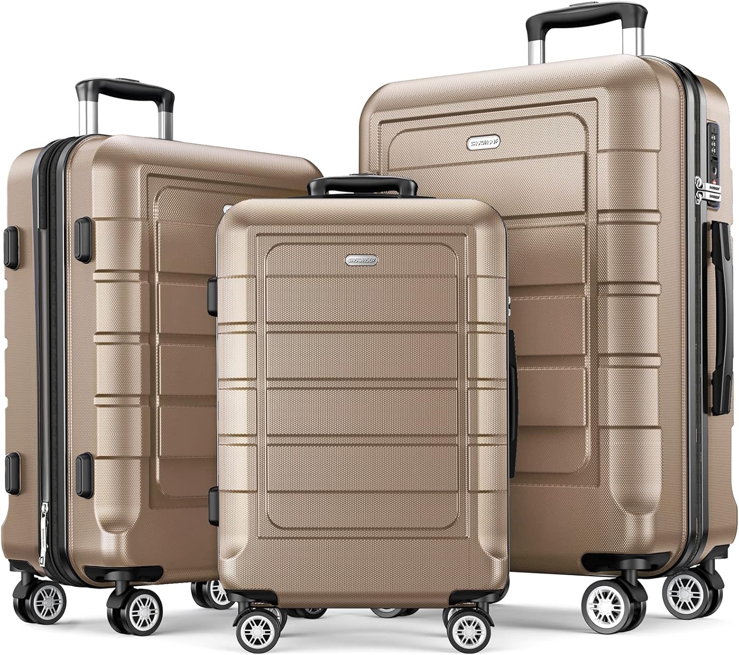 Unique SHOWKOO Luggage Sets, Premium Travel Suitcase with Hard Shell PC ABS, Dur...