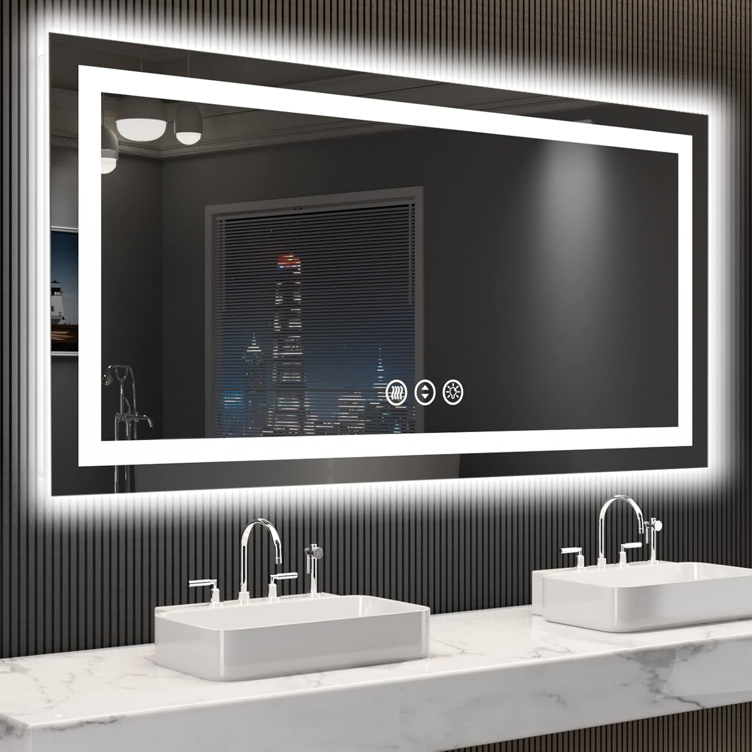 Premium LOAAO LED Bathroom Mirror, Advanced Mirror with Lights and Anti-Fog Feat...