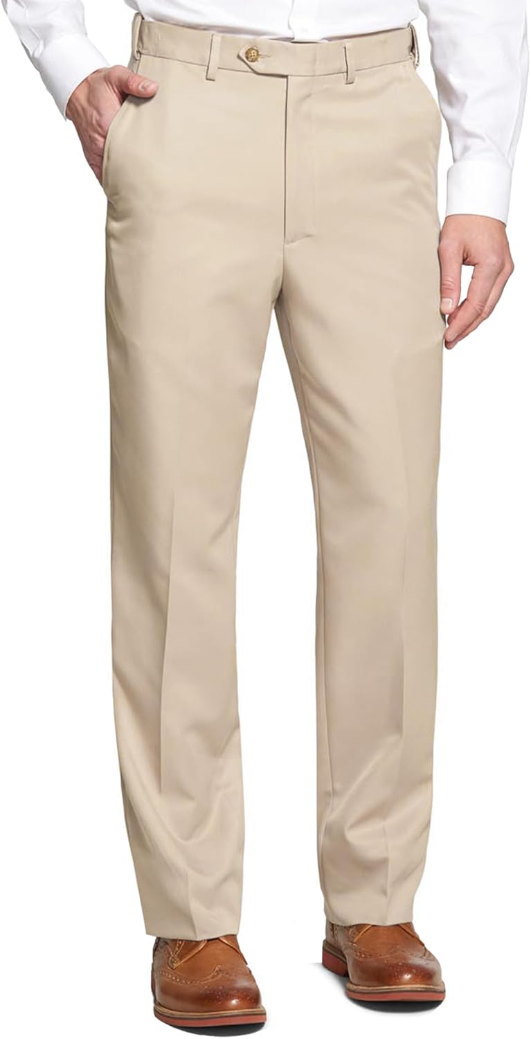 Men's Cozy Hidden Expandable Waist Dress Pants | Premium Stretch Texture Weave W...