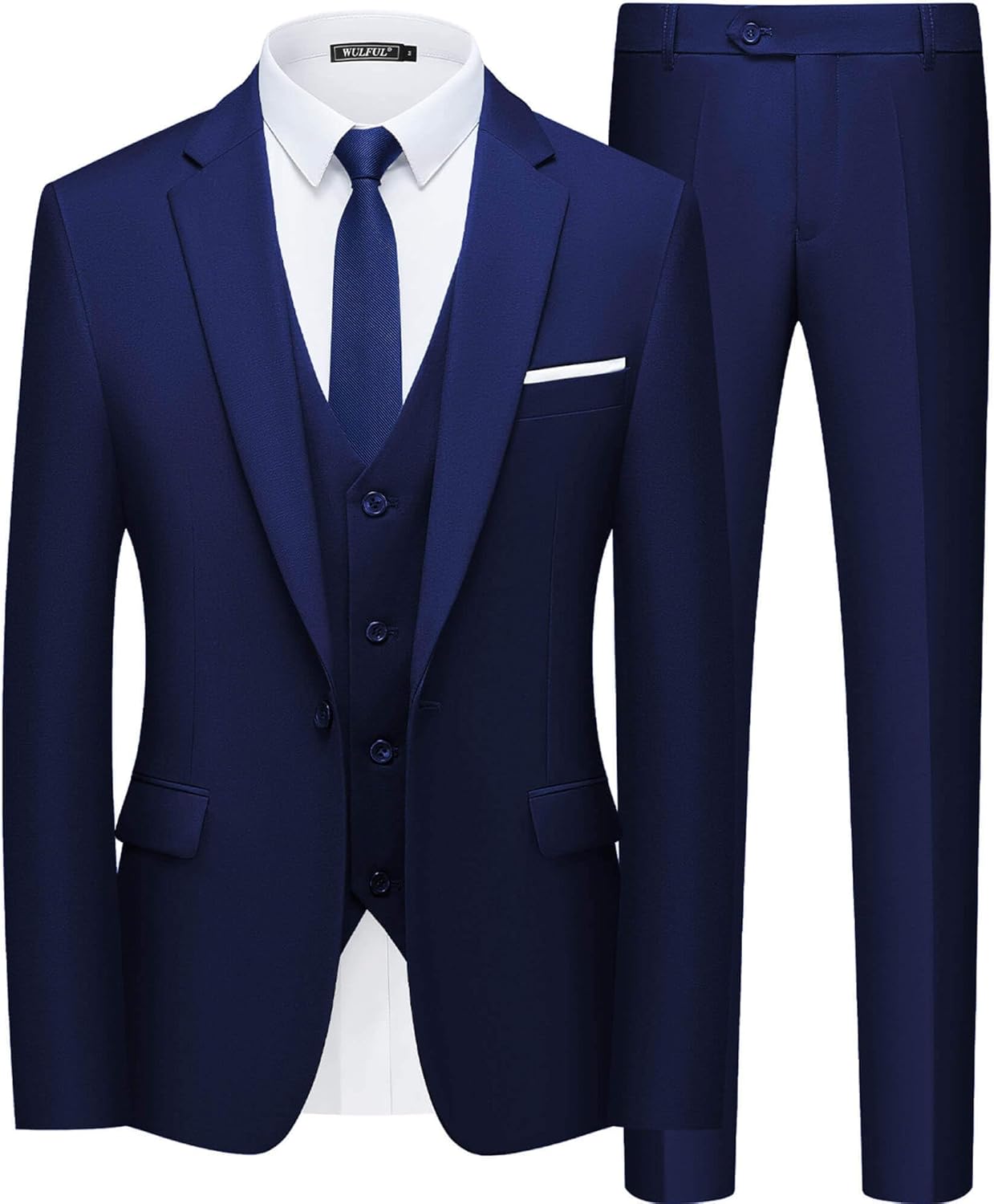 Unique WULFUL Men’s Slim Fit Suit, Premium 3-Piece Blazer for Business and Weddi...